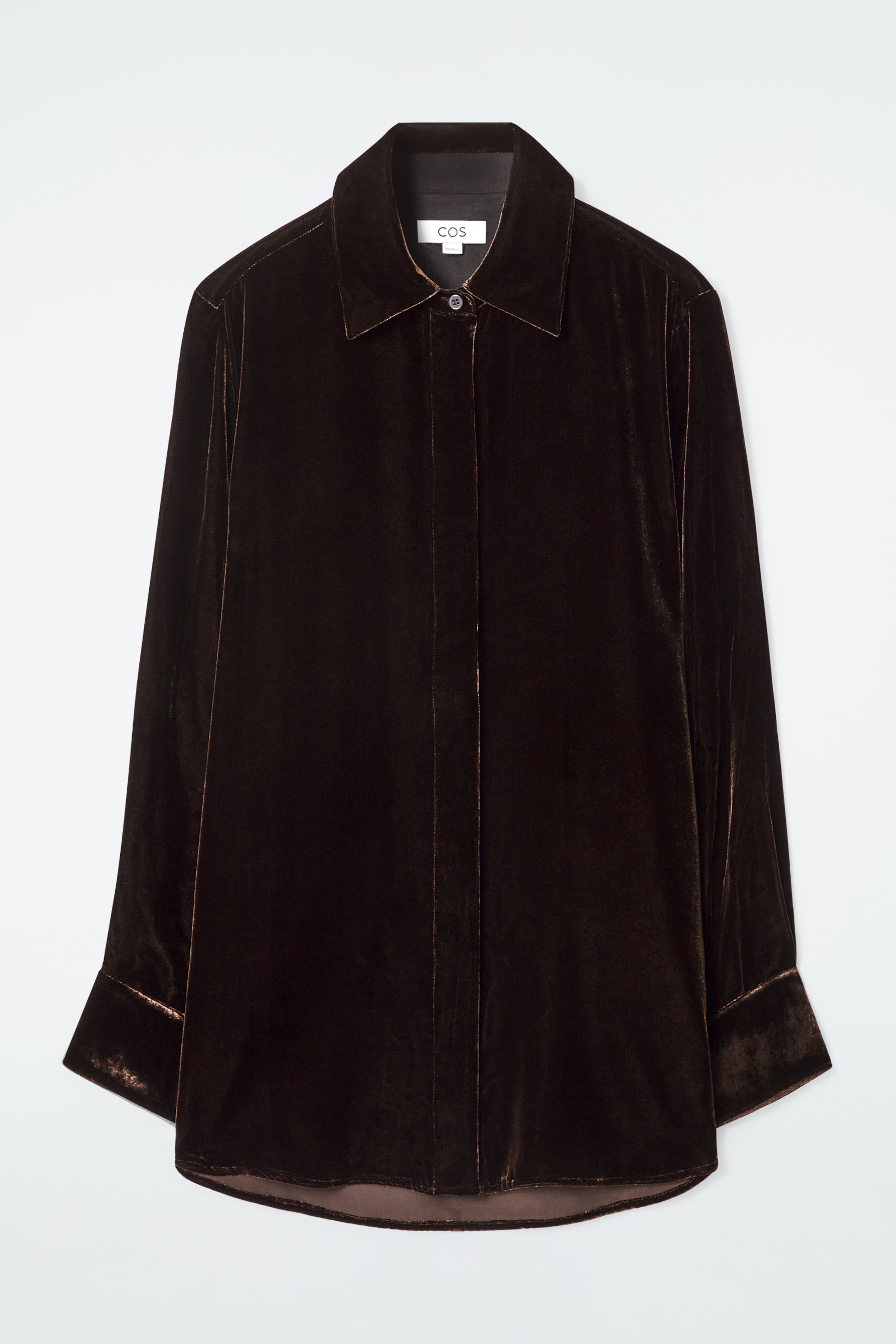 View larger image: RELAXED SILK-BLEND VELVET SHIRT - MAHOGANY - Ladies | H&M GB 8