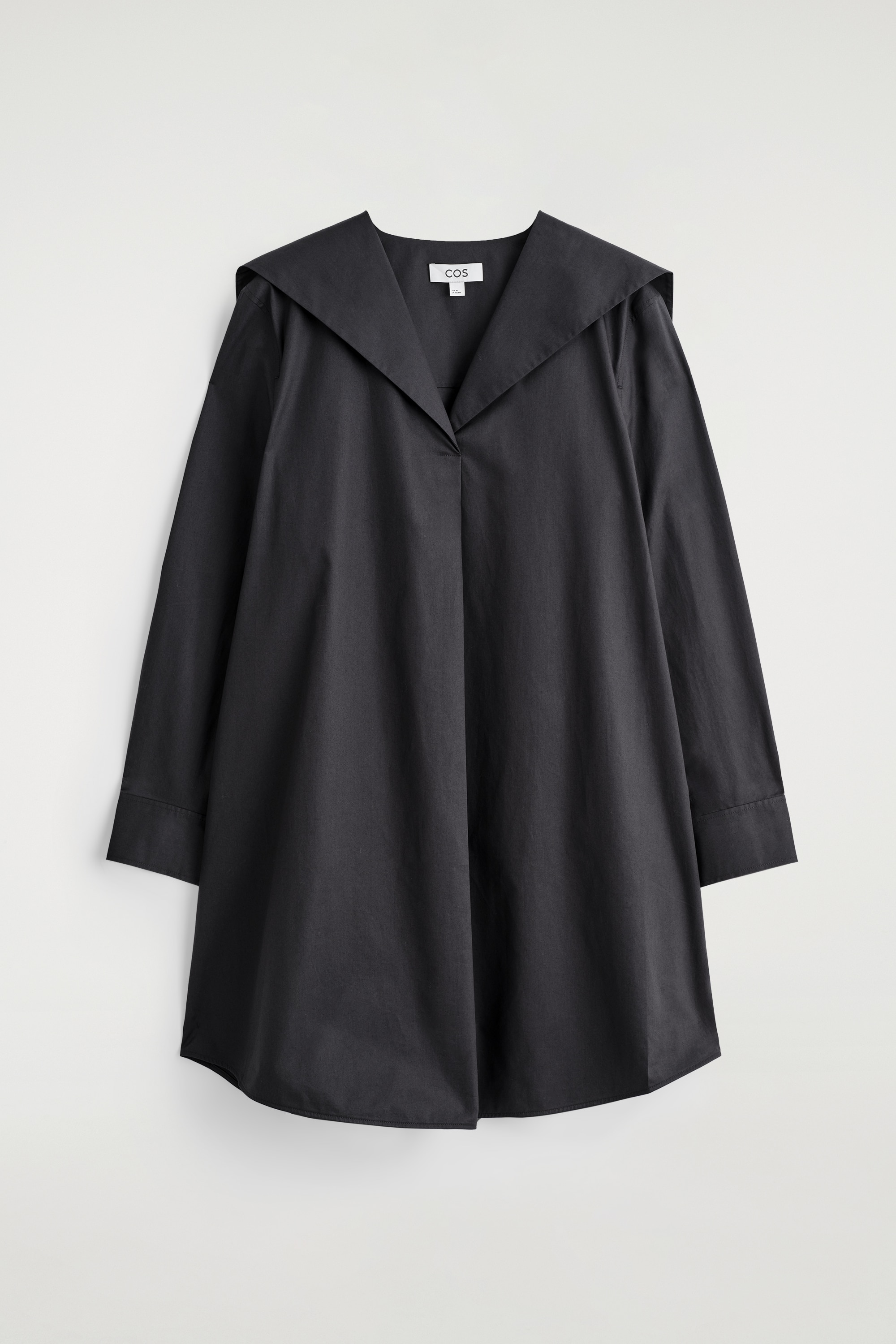 SAILOR-COLLAR COTTON MINI DRESS - WASHED BLACK/LIGHT BLUE