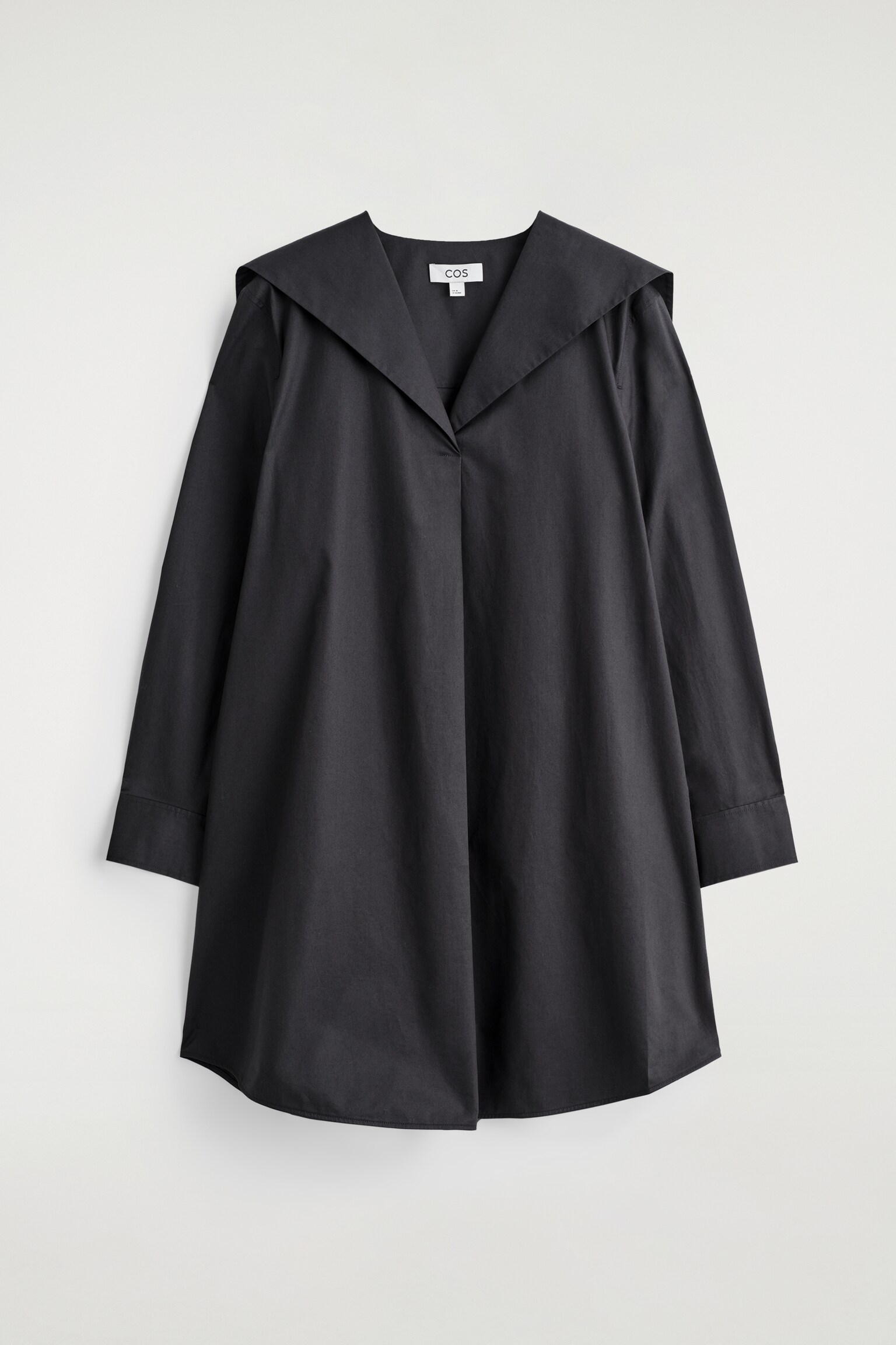 ROBE COURTE À COL MARIN EN COTON - NOIR DÉLAVÉ/BLEU CIEL - 2