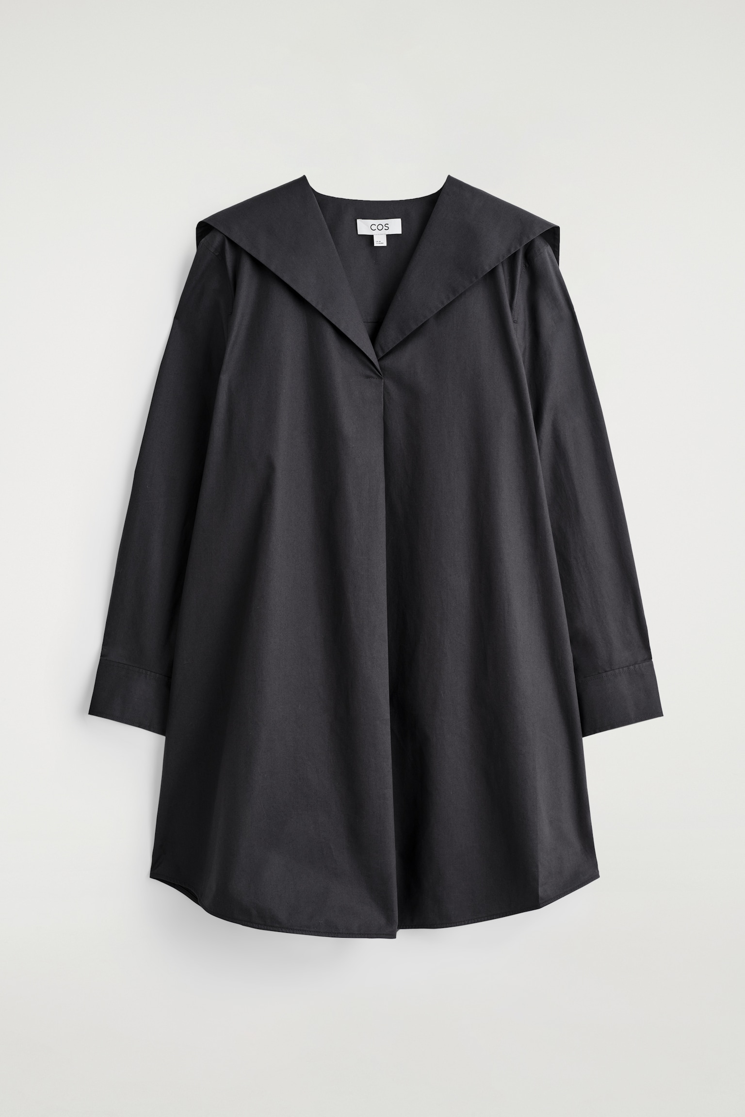VESTIDO DE ALGODÓN CON CUELLO MARINERO - WASHED BLACK/AZUL CLARO - 2