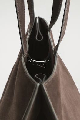 GALLERY TOTE BAG - SUEDE — DARK BROWN 2