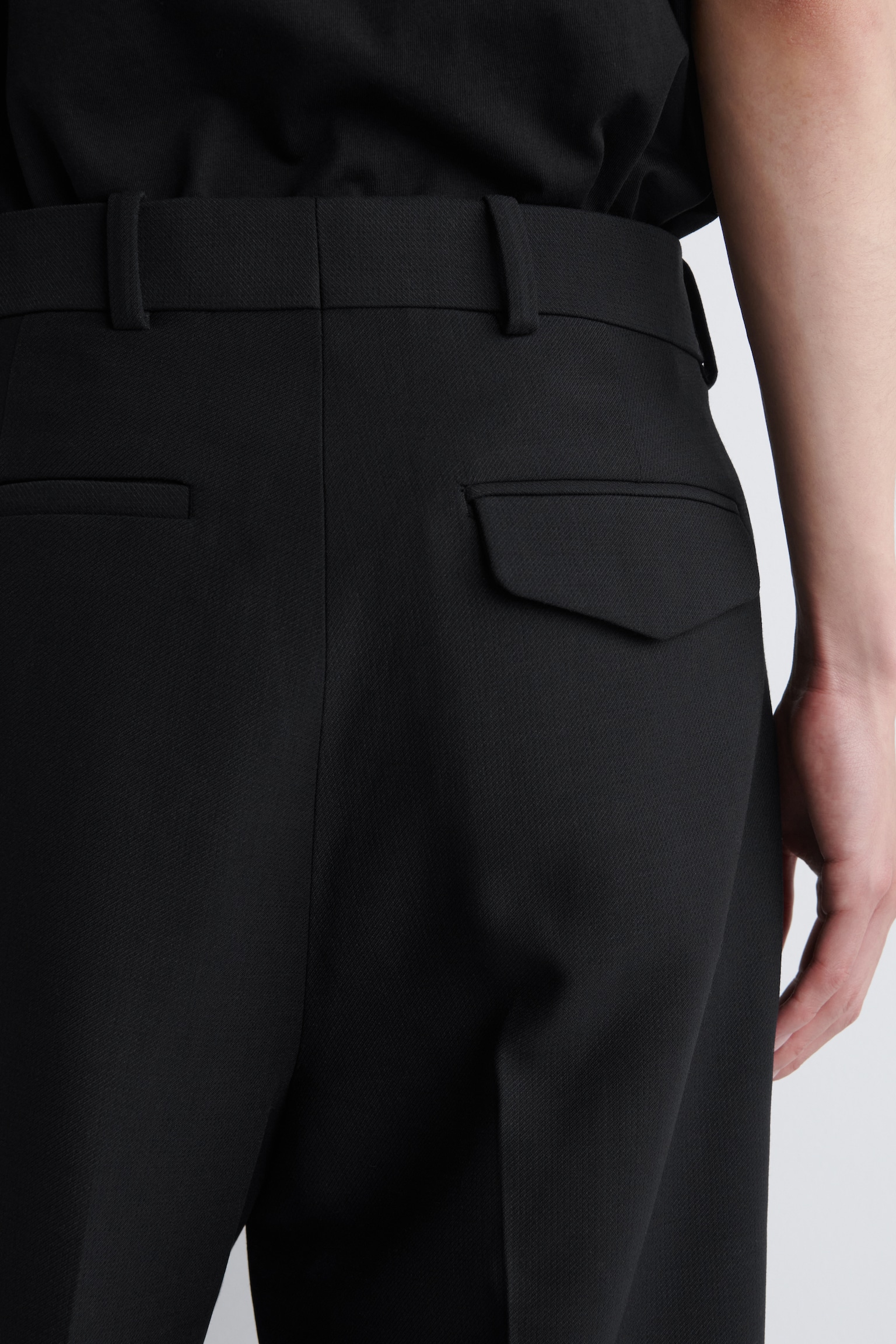 PANTALON DROIT EN LAINE MÉLANGÉE - NOIR/BRUN FONCÉ - 9