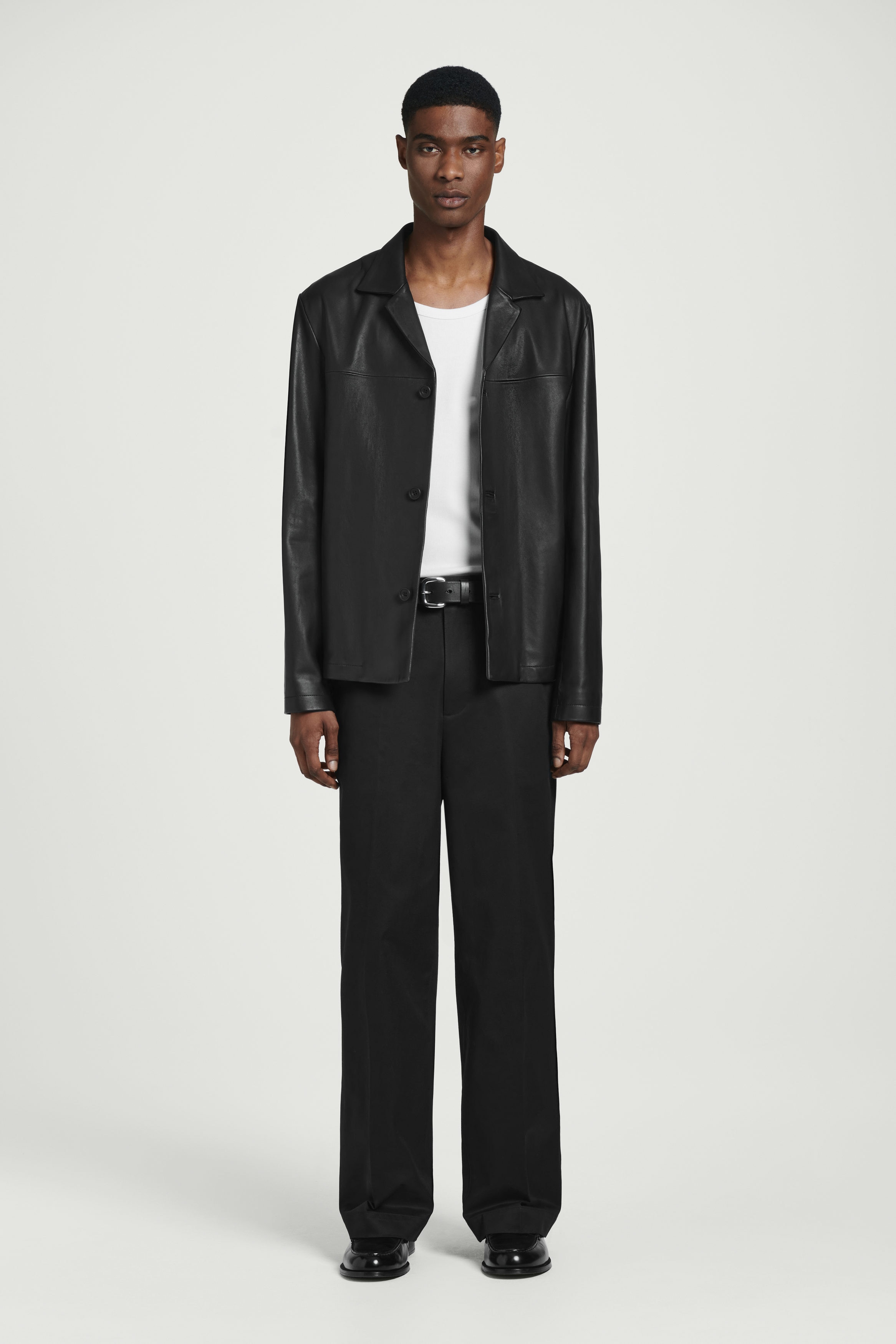RELAXED COTTON STRAIGHT-LEG PANTS - BLACK | COS