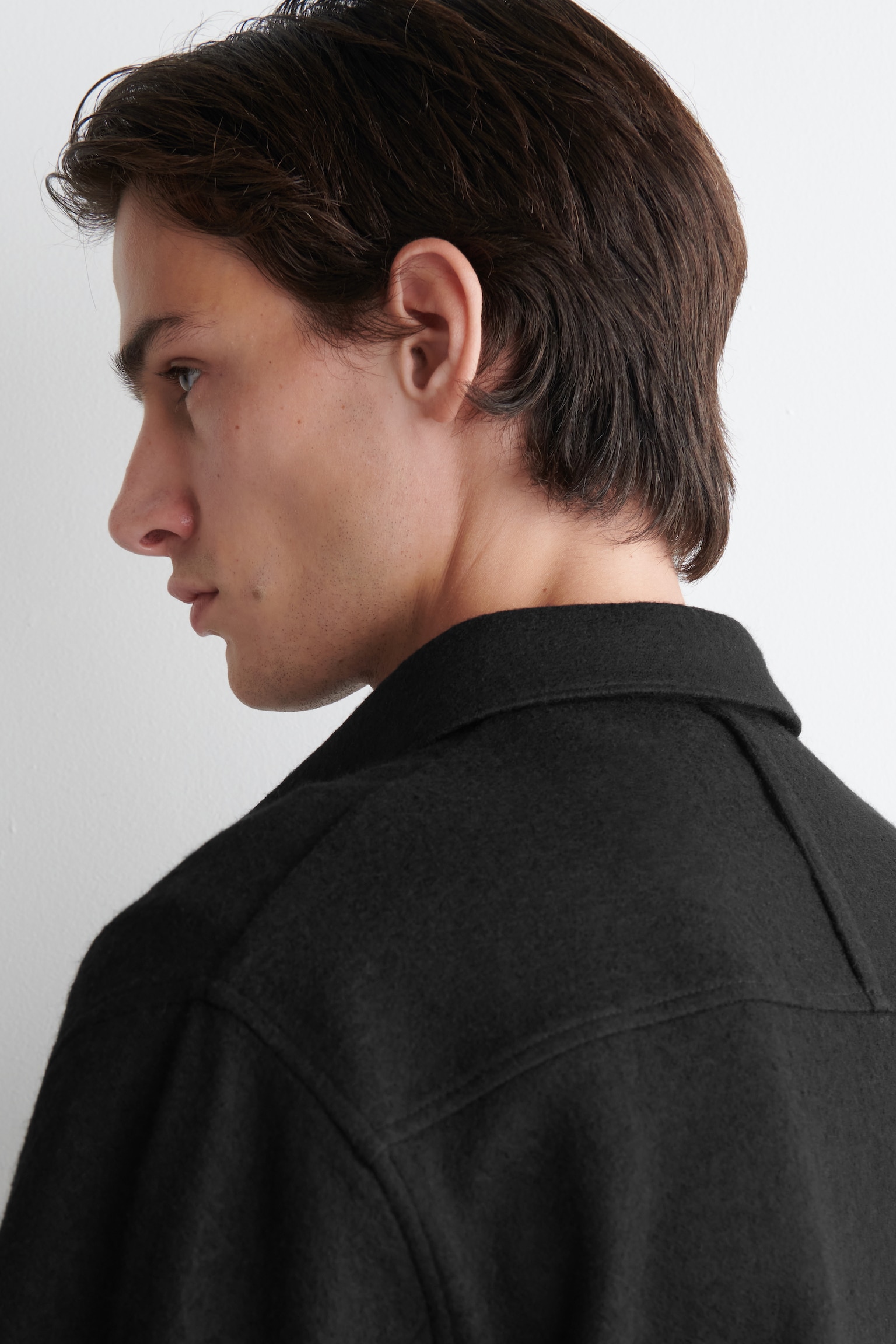 RELAXED BOILED-WOOL OVERSHIRT - BLACK/DARK BROWN/DARK KHAKI - 6