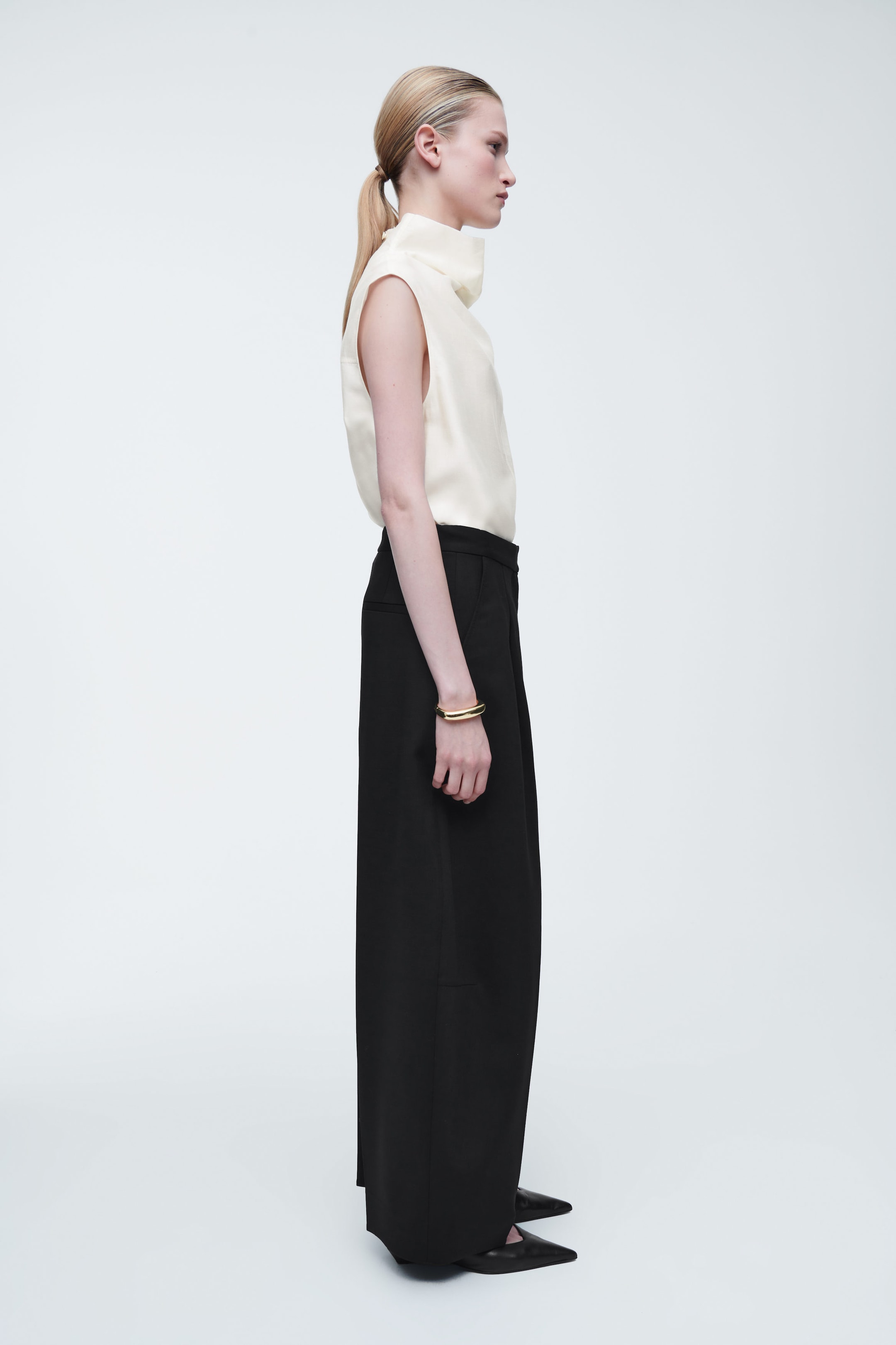 WOOL-BLEND WIDE-LEG PANTS