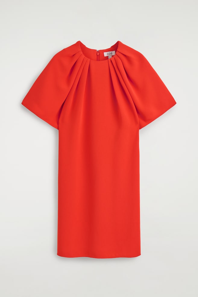 Mini-jurk met korte mouwen en plooien - oranje/MARINEBLAUW - 1