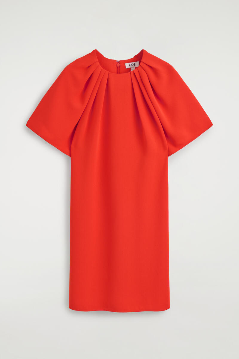 Gathered Short-Sleeved Mini Dress