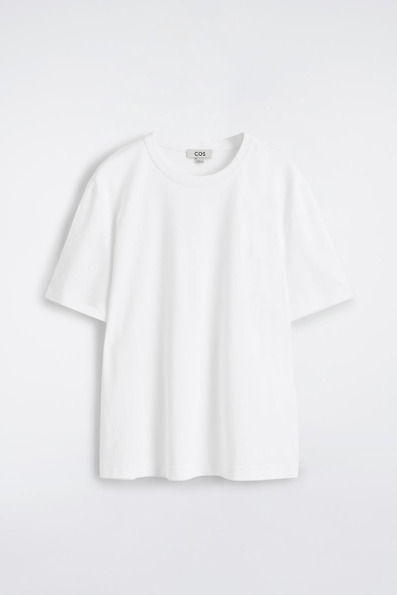COS Interlock Cotton Crew-Neck T-Shirt White Men's Extra Small