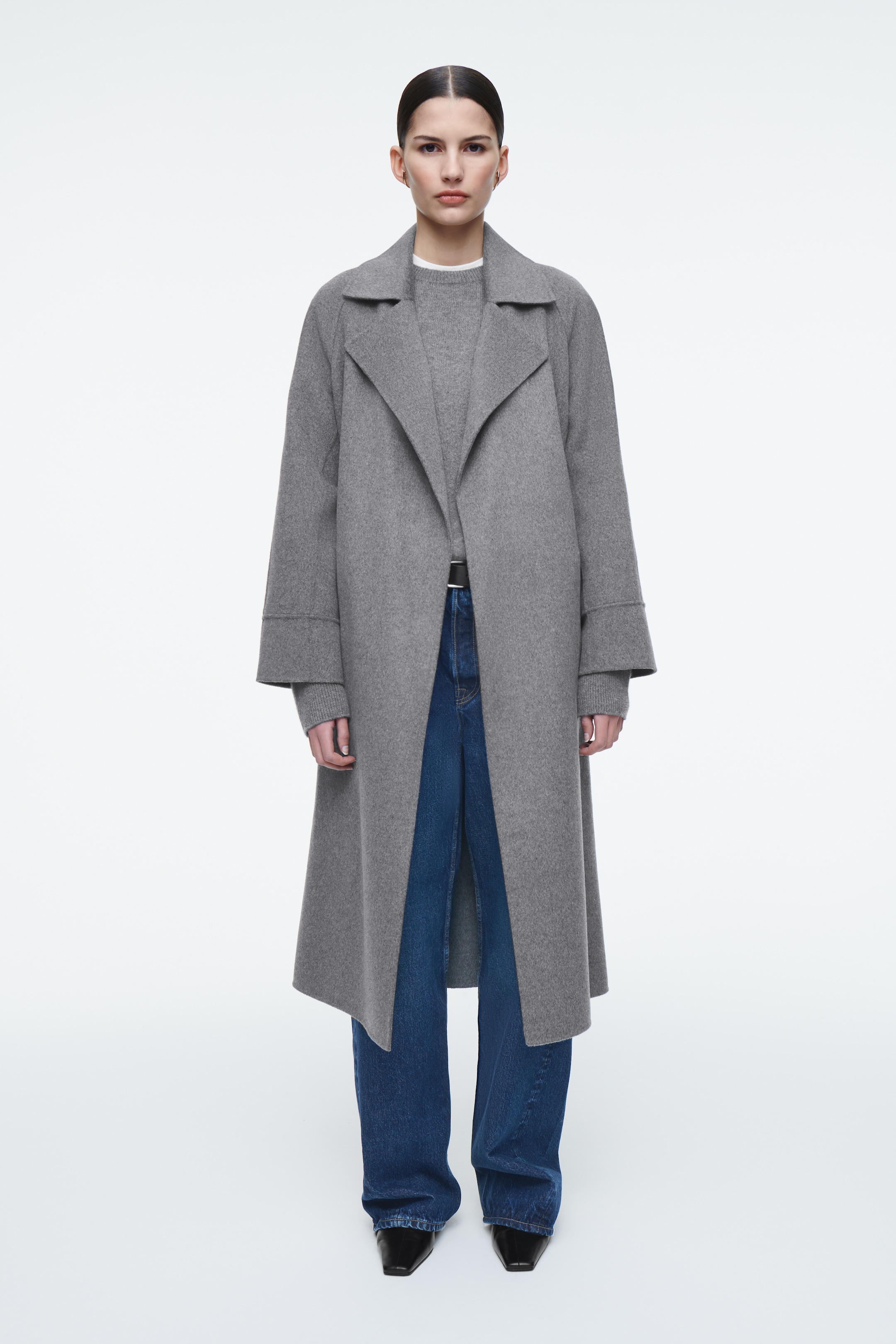 Größeres Bild ansehen: MANTEL AUS DOUBLEFACE-WOLLE MIT GÜRTEL - GRAU - Ladies | H&M DE 1