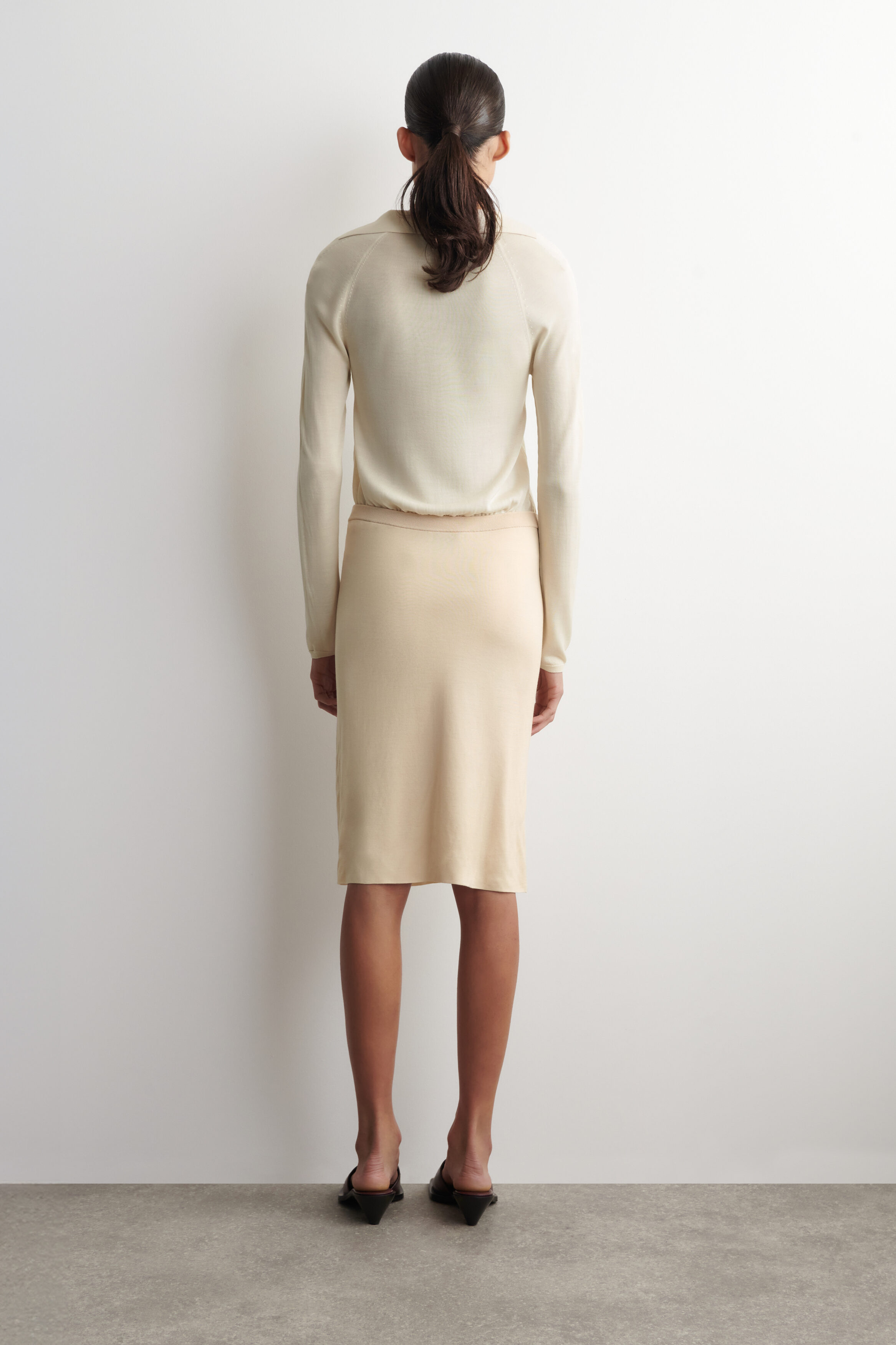 SHEER KNITTED SILK-CASHMERE SKIRT - thumbnail 3