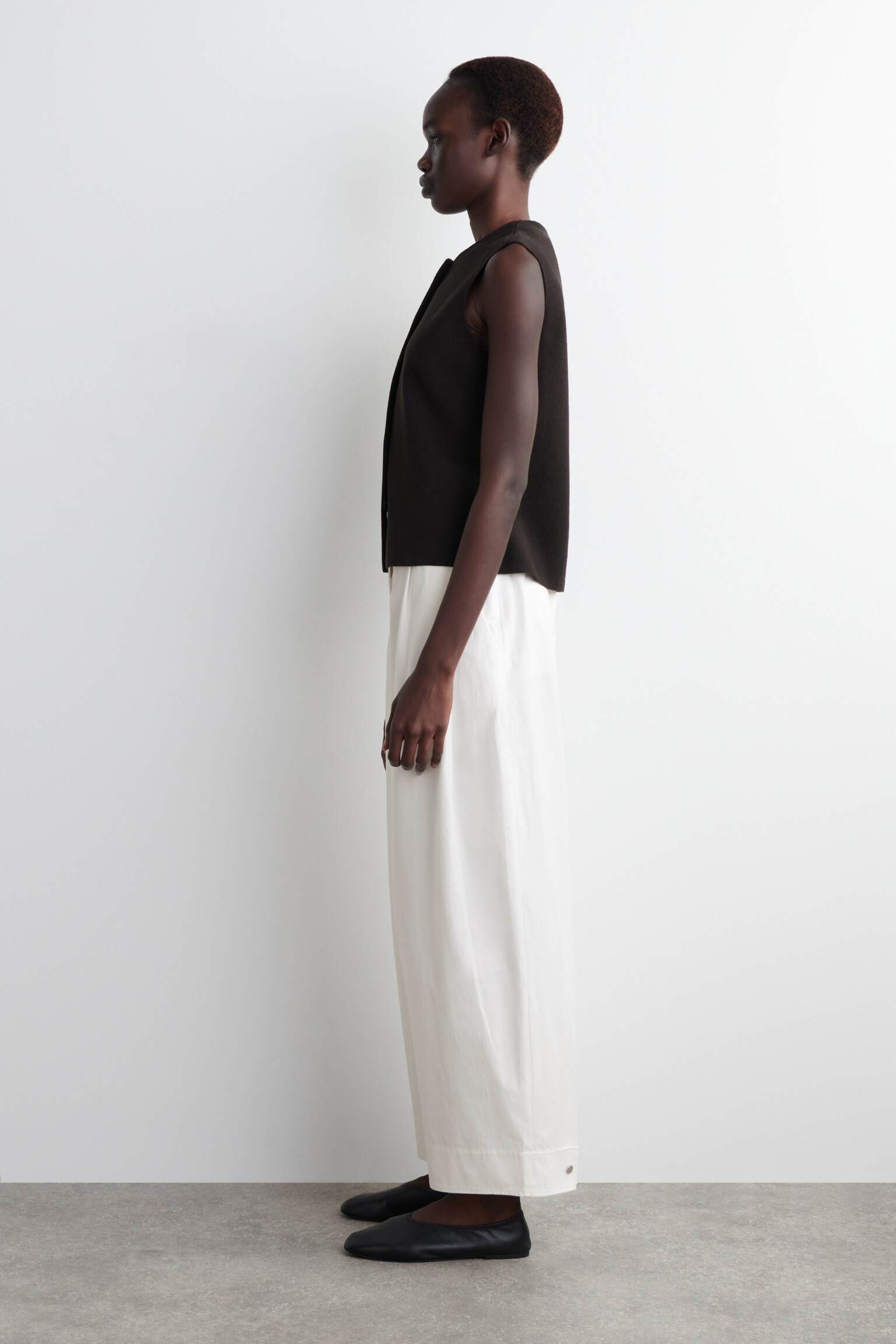 PANTALON COURT BARREL EN COTON - BLANC/BRUN - 6