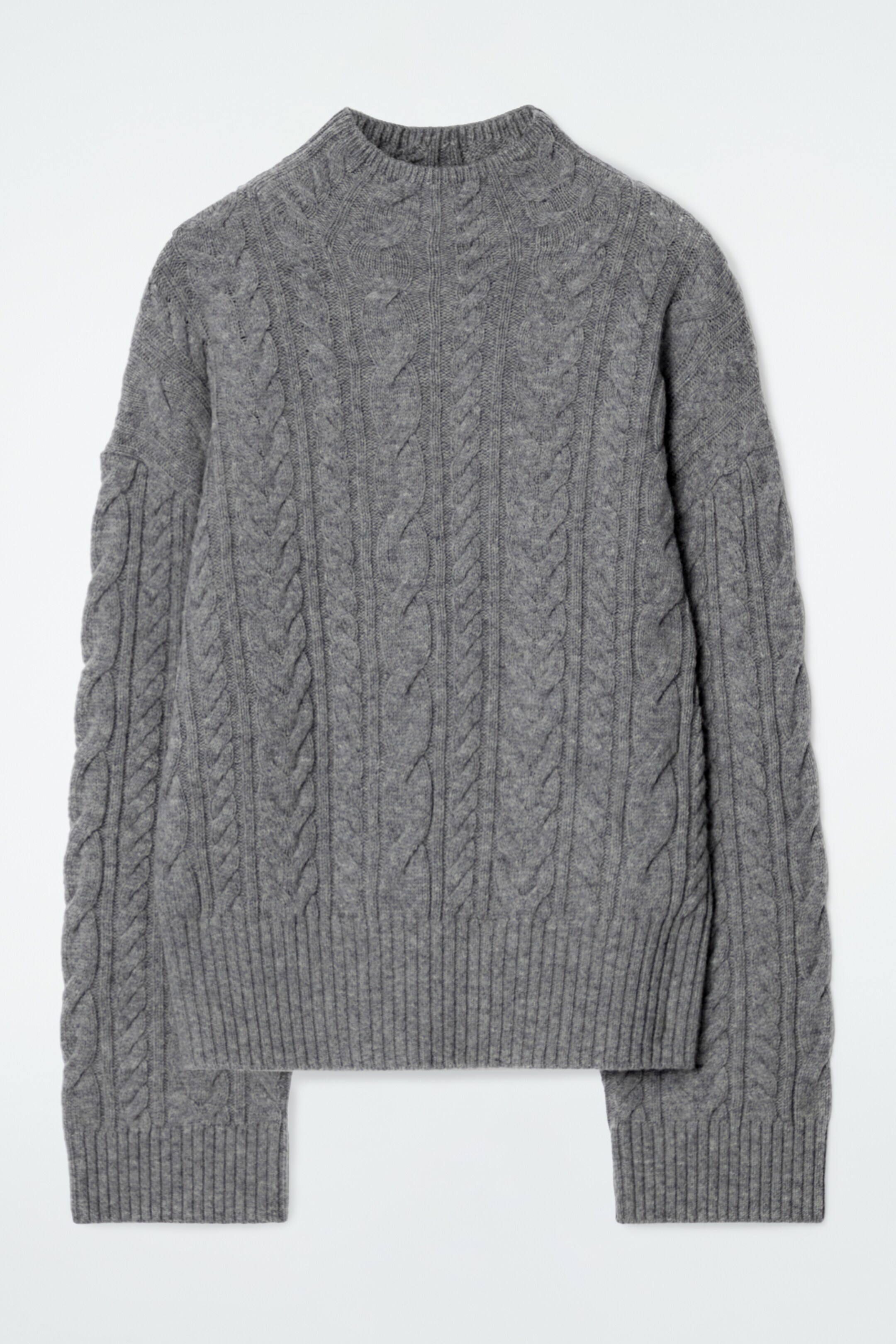 Grösseres Bild ansehen: WOLLPULLOVER MIT ZOPFSTRICKMUSTER UND STEHKRAGEN - GRAU - DAMEN | H&M CH 1