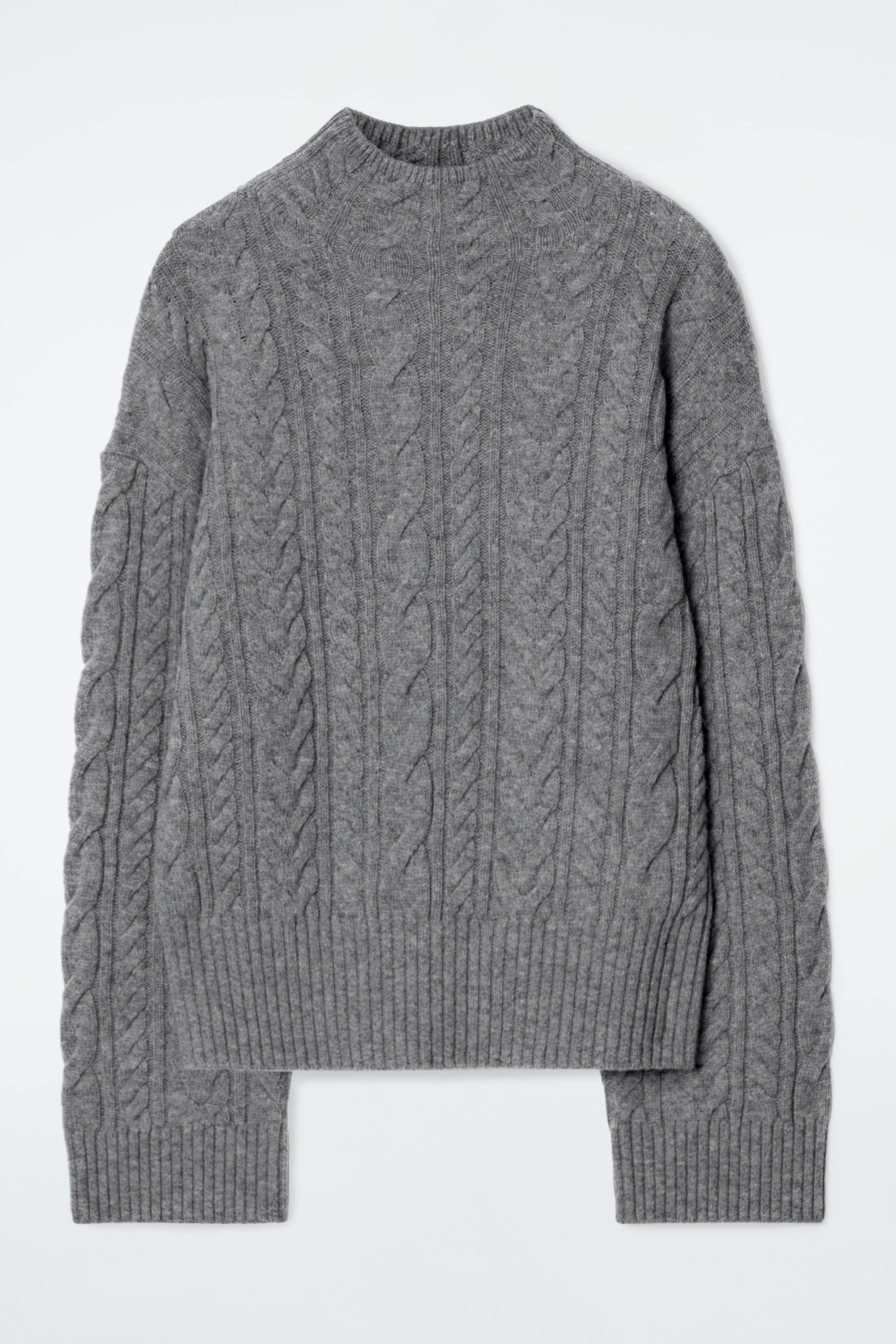Grotere afbeelding bekijken: CABLE-KNIT WOOL FUNNEL-NECK JUMPER - GREY - DAMES | H&M NL 6