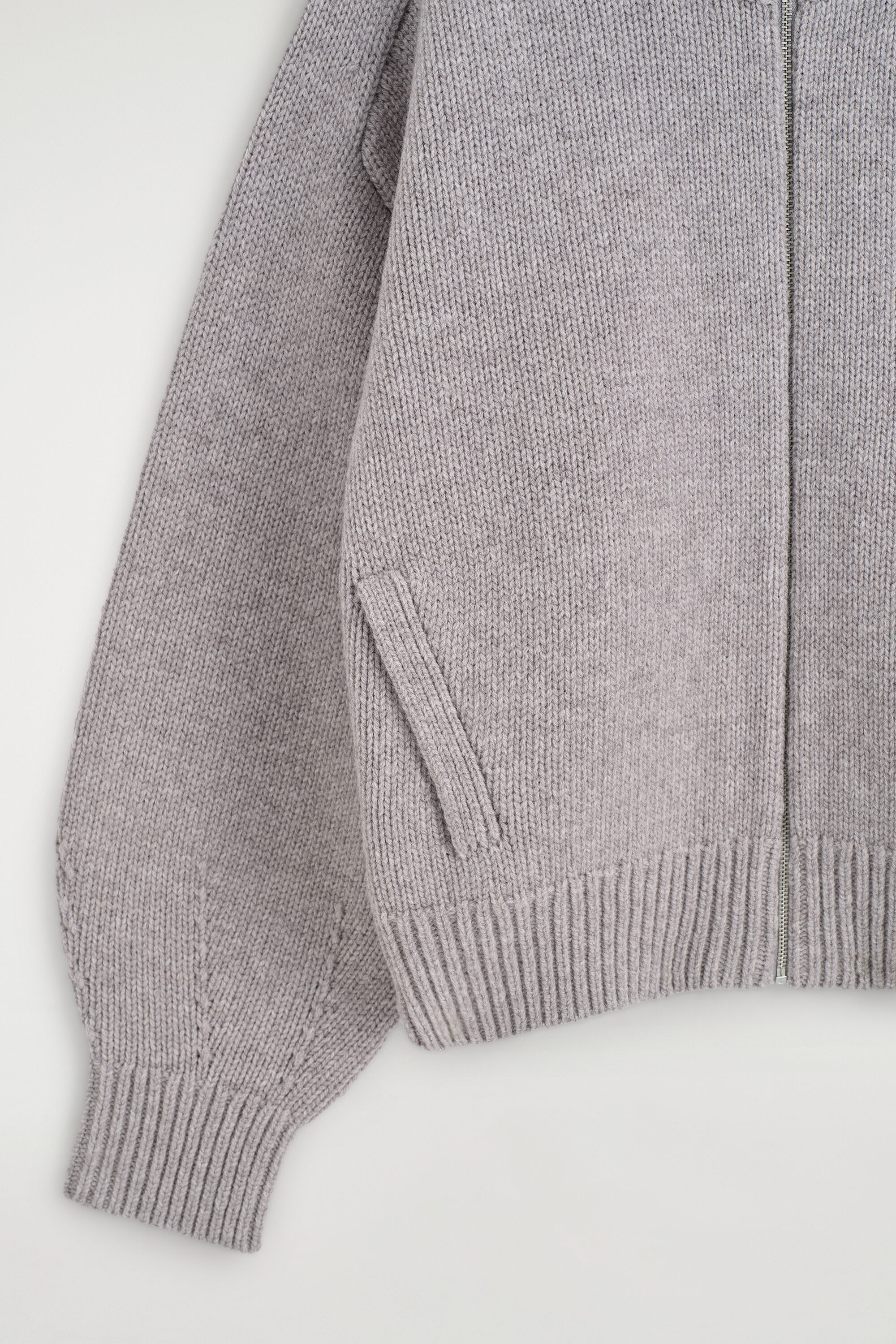 ROUNDED WOOL MOCK-NECK ZIP-UP JACKET - GRAY MÉLANGE | COS US