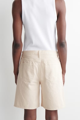 KNEE-LENGTH DENIM SHORTS — CHALK 4