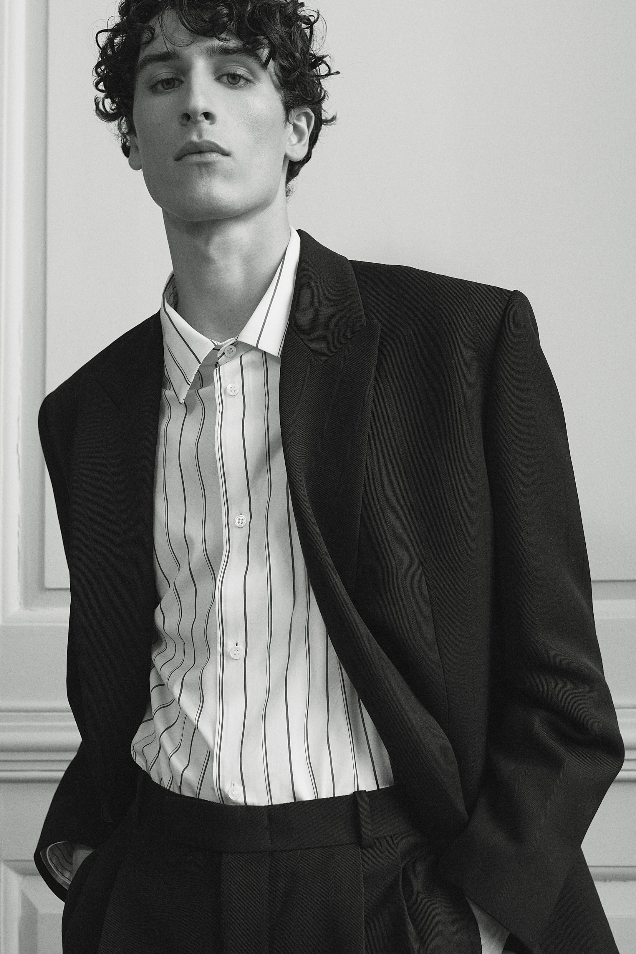 STRIPED STRUCTURED COTTON-SILK SHIRT