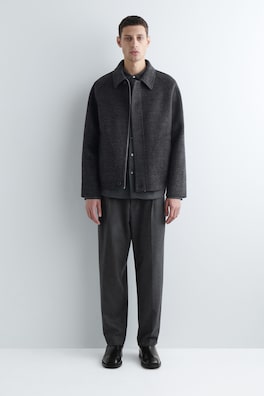 REVERSIBLE CHECKED / HERRINGBONE WOOL SPORTS JACKET — GRAY / CHECKED 1