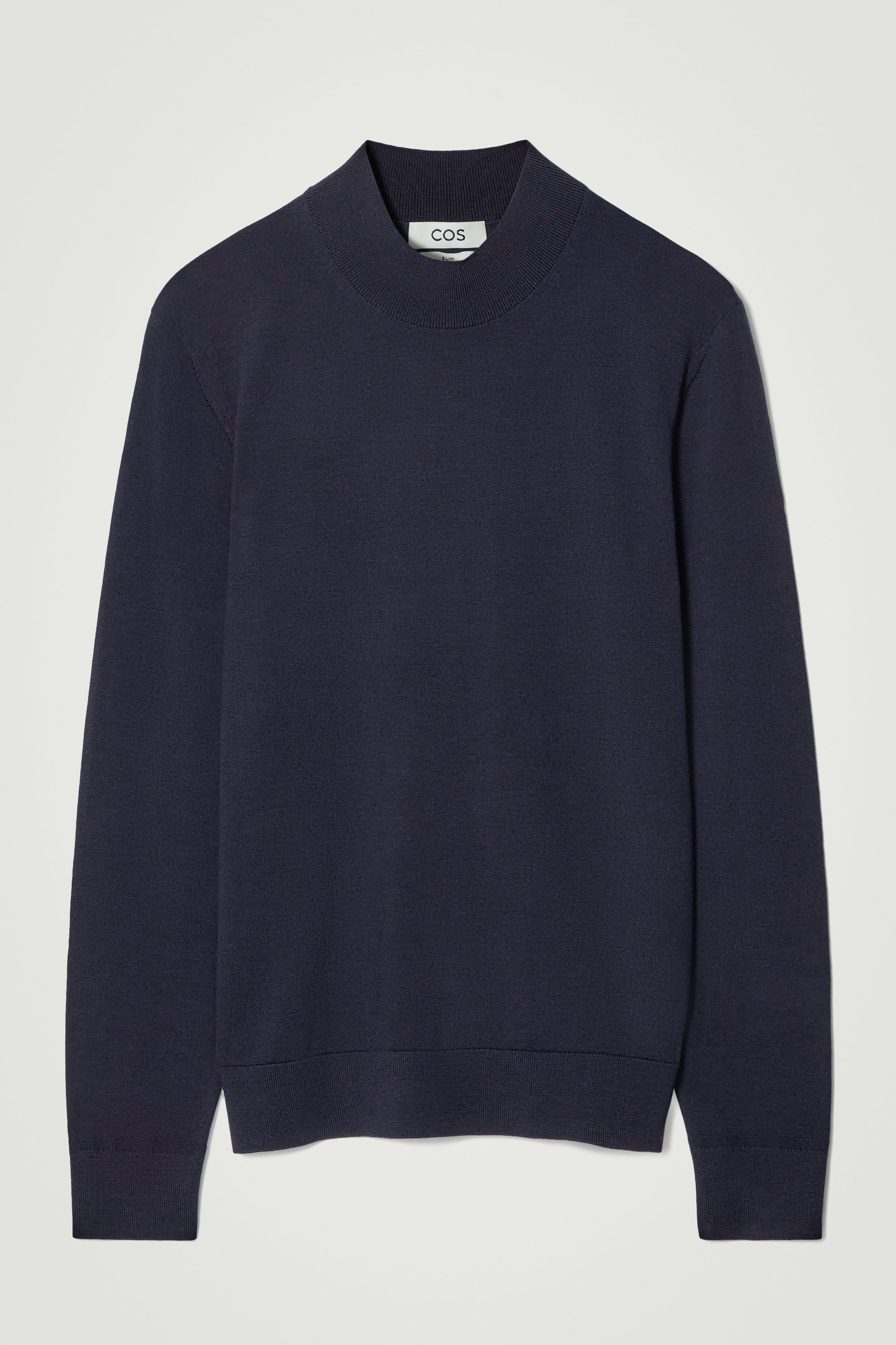 SLIM MERINO WOOL MOCK-NECK JUMPER - NAVY | COS