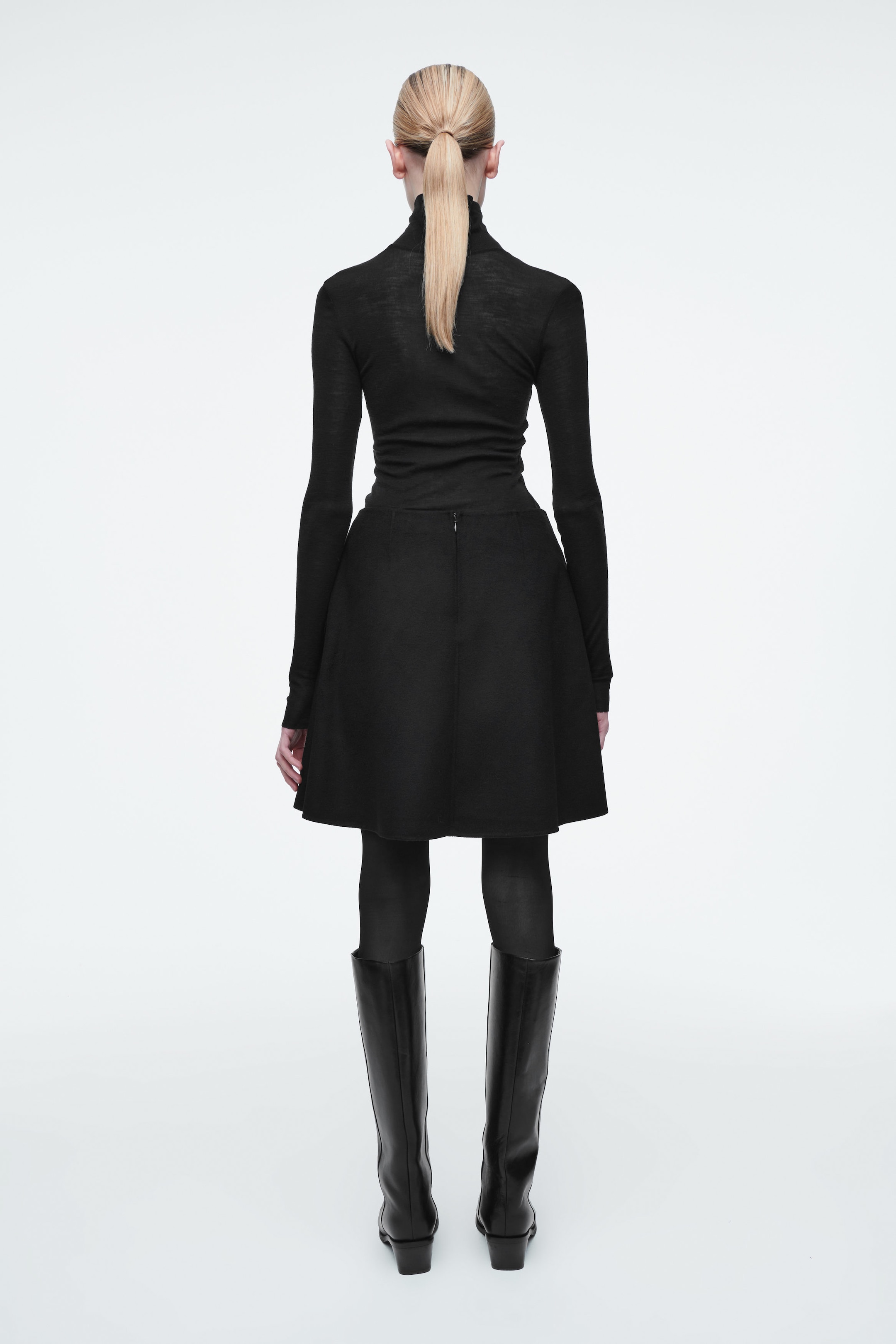 FOLD-DETAIL DOUBLE-FACED WOOL MINI SKIRT
