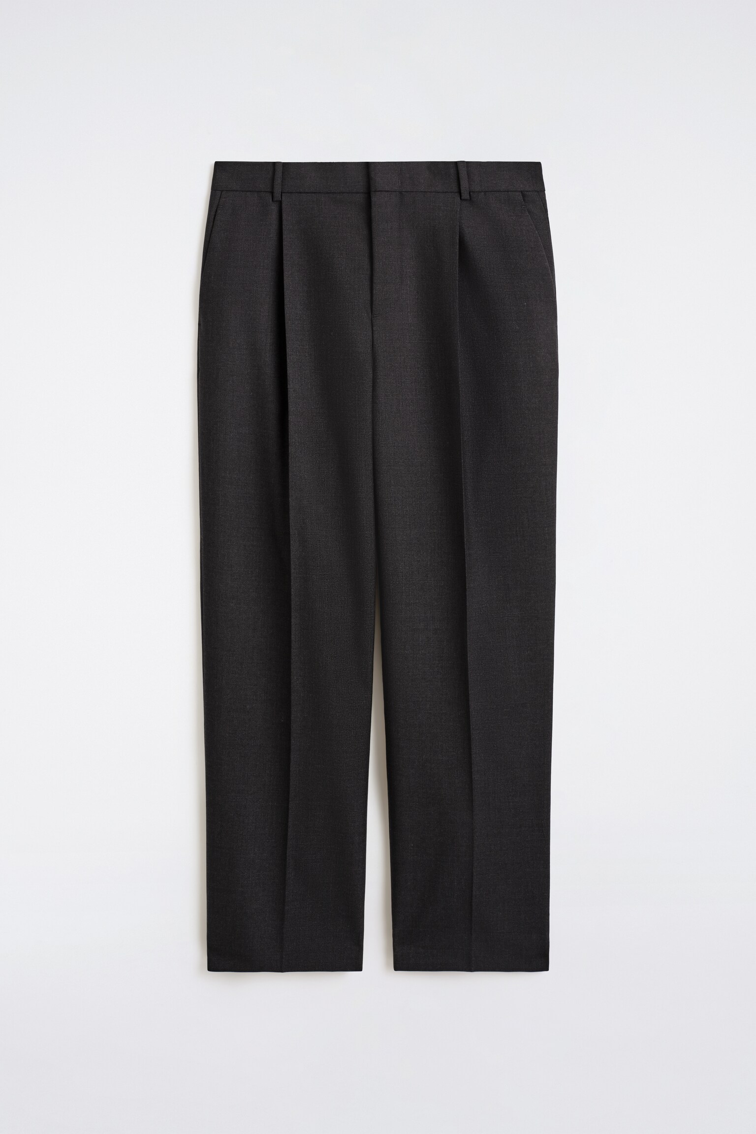 PLEATED WOOL TROUSERS - CHARCOAL