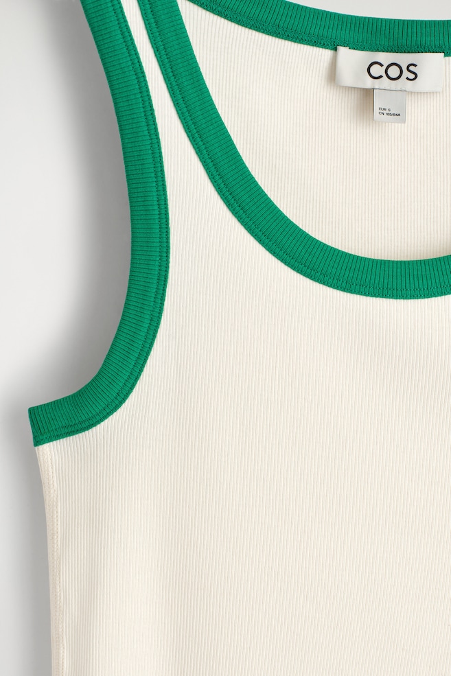 RIBBED COTTON TANK TOP - WHITE / GREEN | COS US