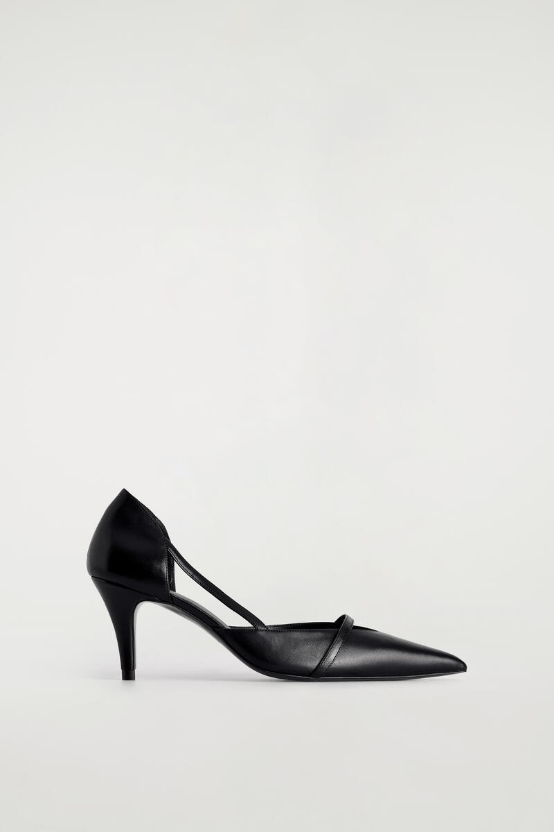 Strap-Detail Leather Pumps