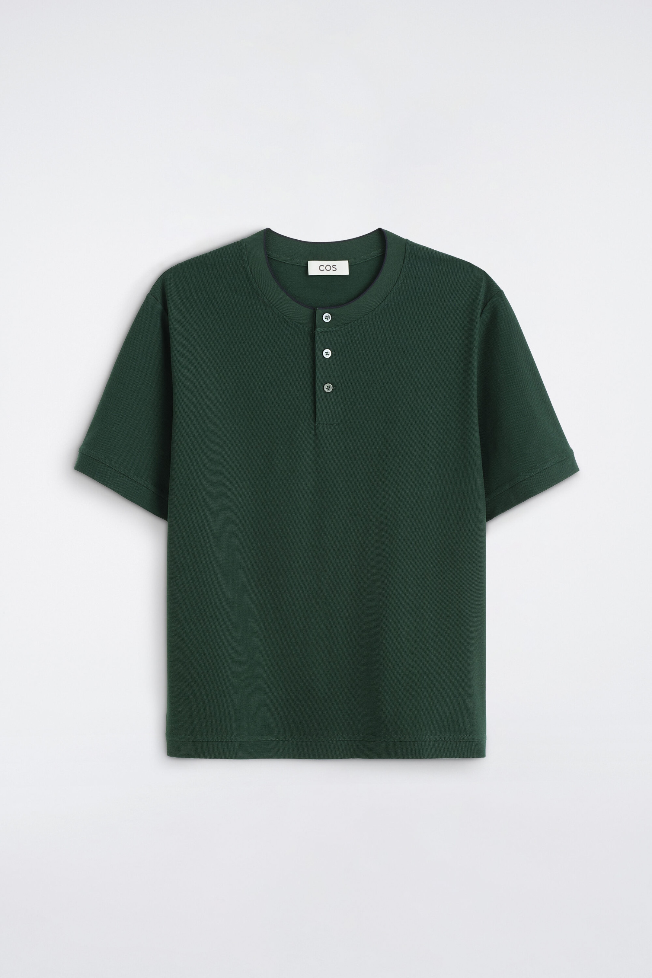 LIGHTWEIGHT COTTON-PIQUÉ HENLEY TOP