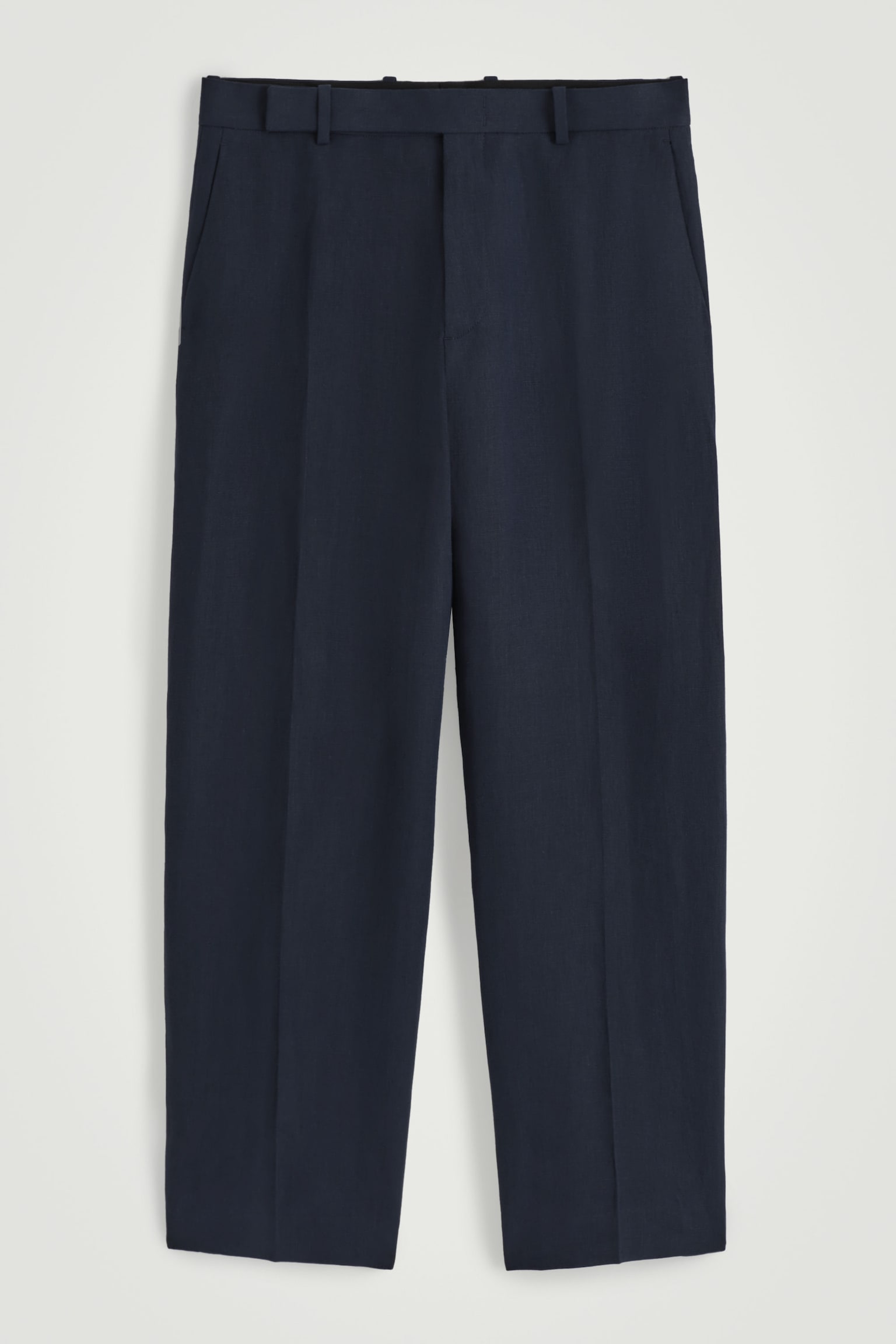 RELAXED LINEN STRAIGHT-LEG TROUSERS