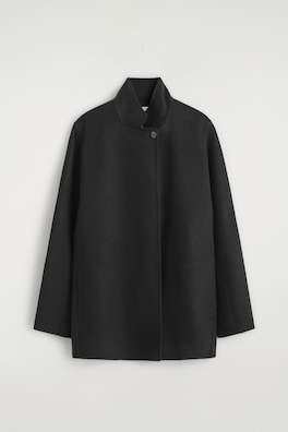 DOUBLE-FACED CASHMERE MOCK-NECK JACKET — BLACK 9