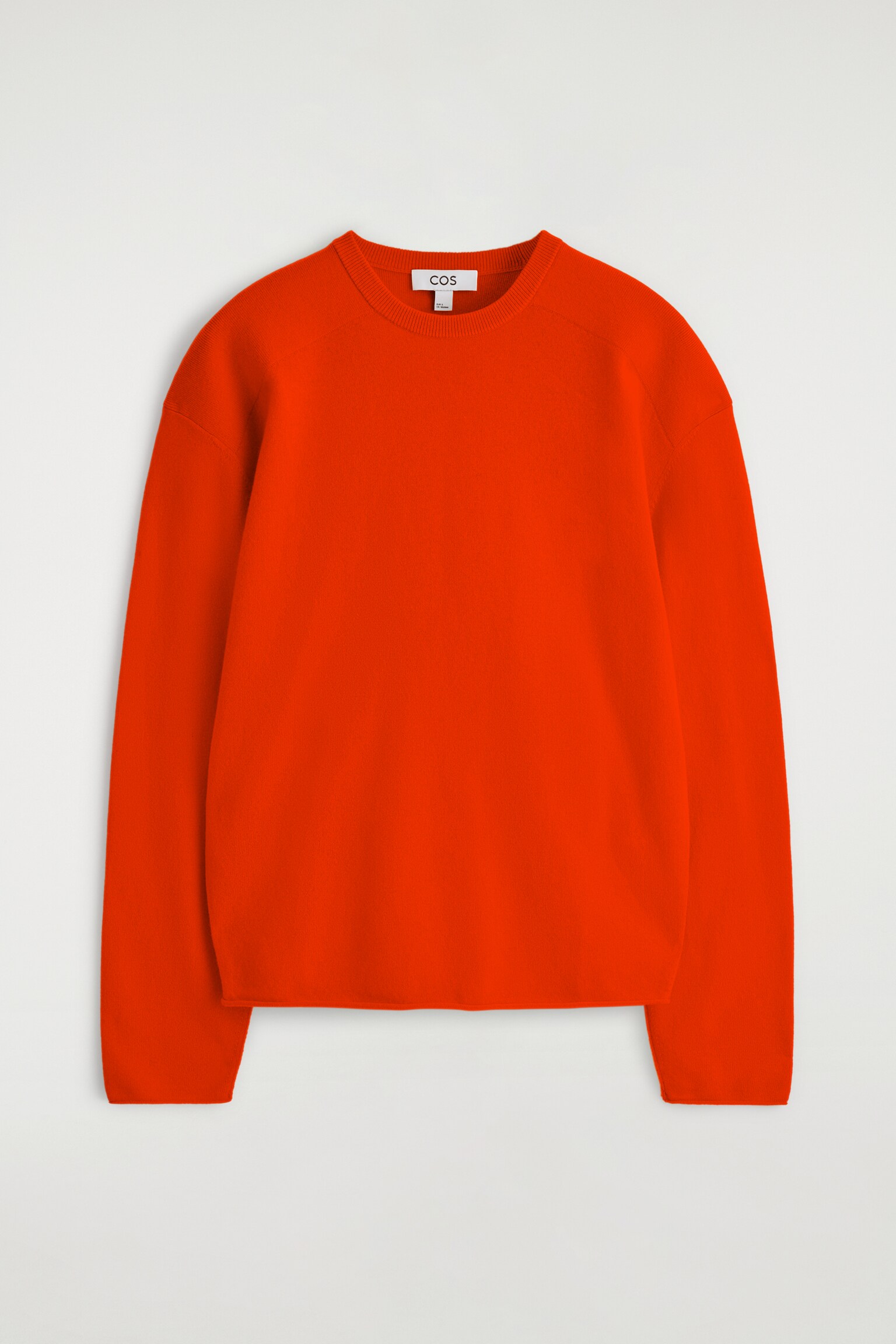 סוודר צווארון עגול מצמר מרינו - כתום/חום כהה/מלנג' בז' - 1