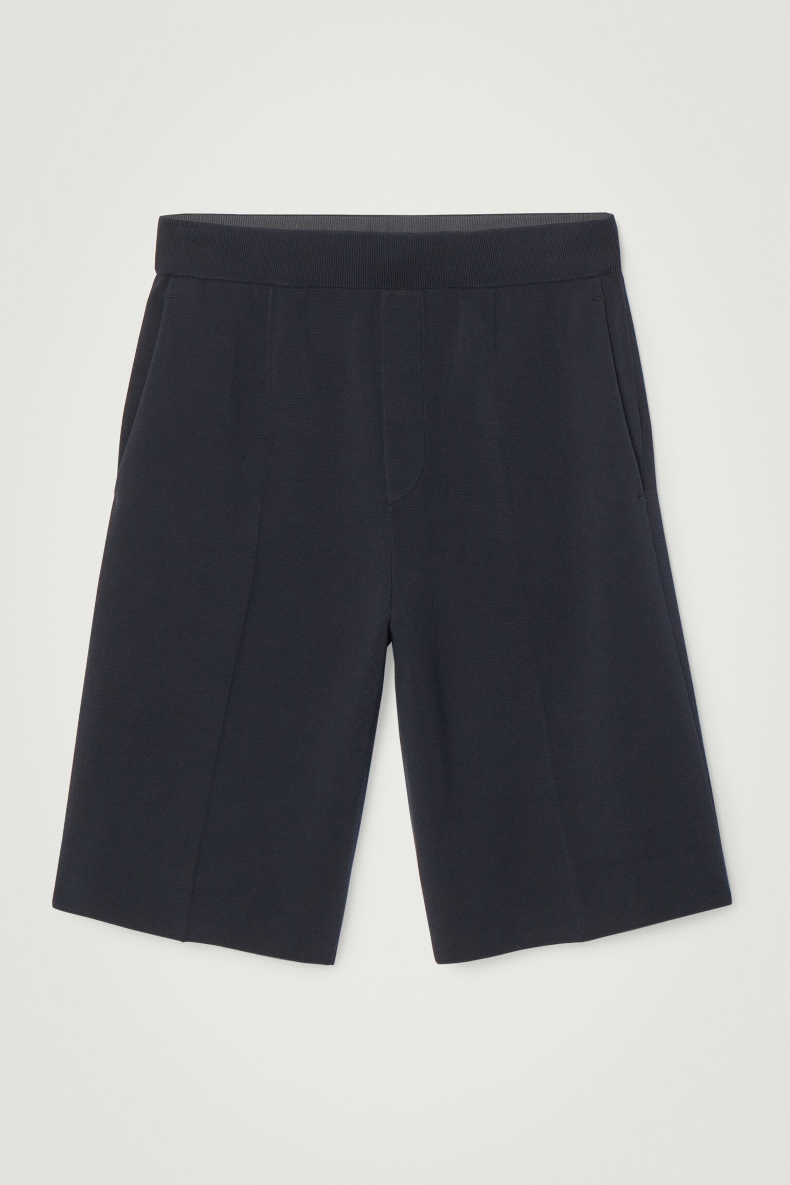 BERMUDA OVERSIZE EN MAILLE DOUBLE FACE - BLEU MARINE - 1