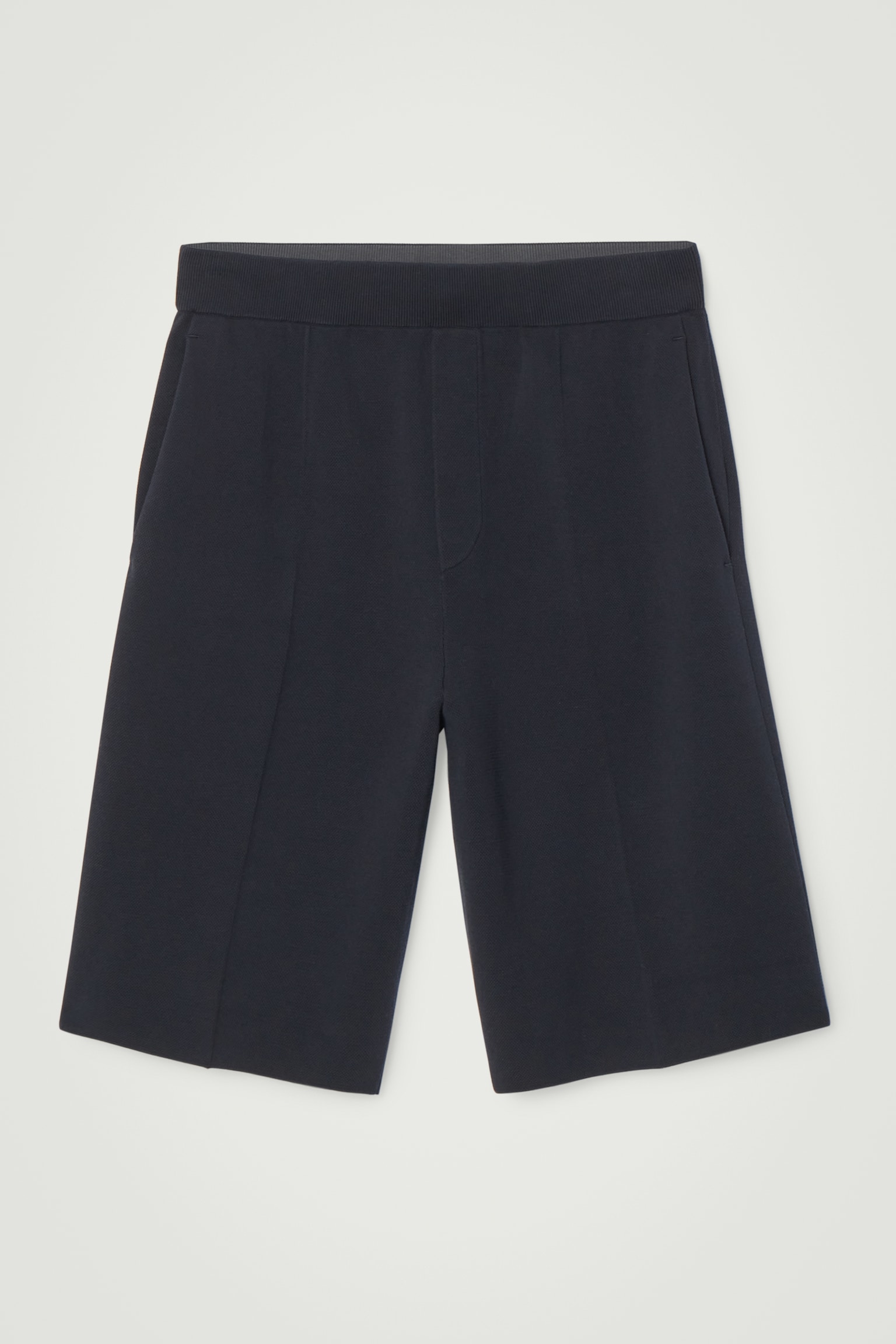 BERMUDA OVERSIZE EN MAILLE DOUBLE FACE - BLEU MARINE