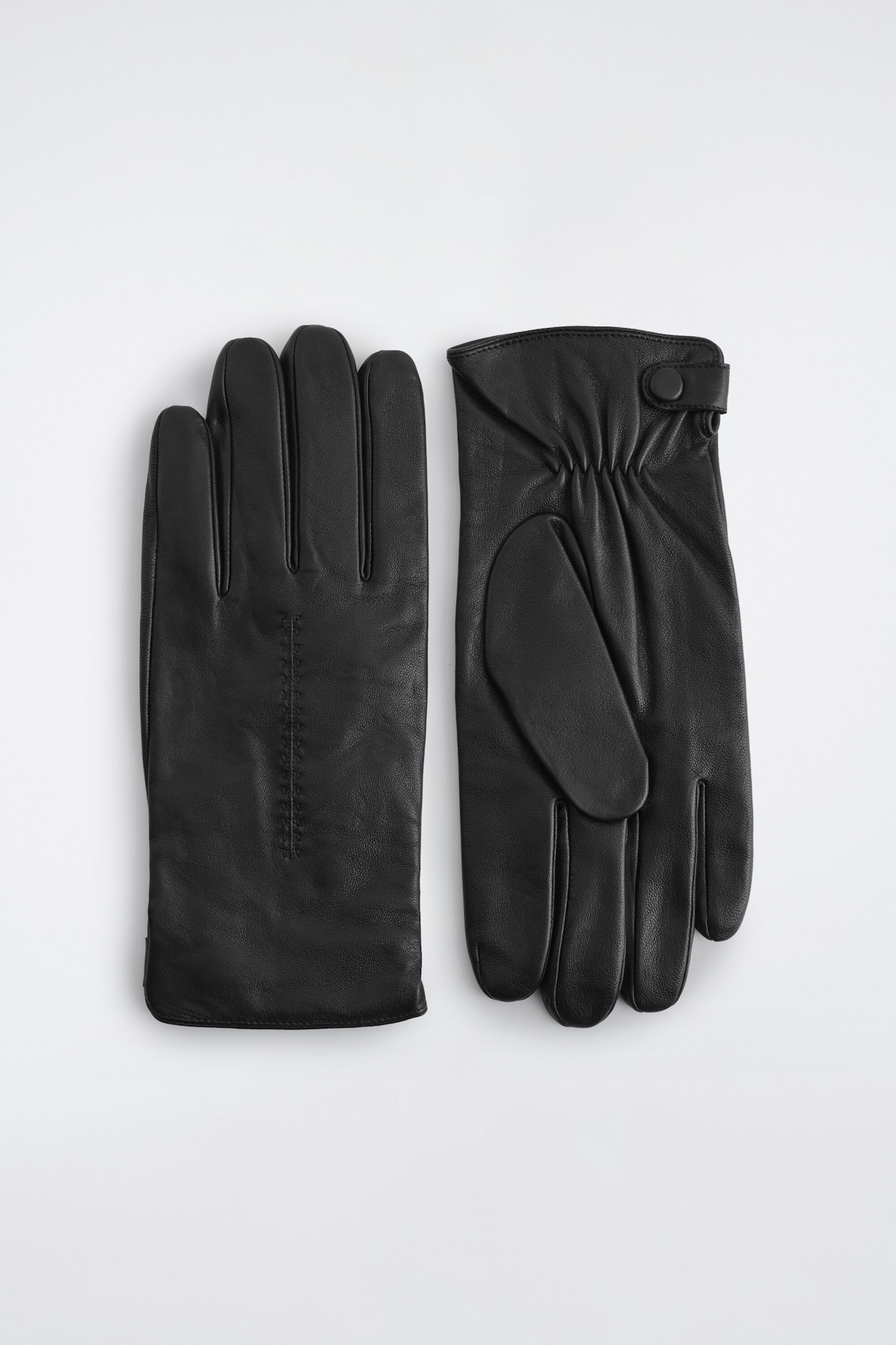 CASHMERE-LINED LEATHER GLOVES — BLACK