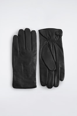 CASHMERE-LINED LEATHER GLOVES — BLACK 2