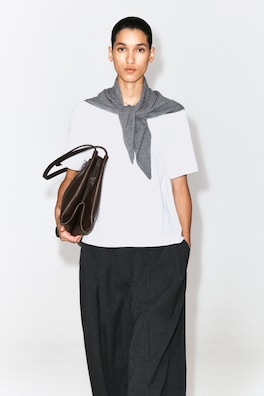PURE CASHMERE TRIANGLE SCARF — GRAY MÉLANGE 1