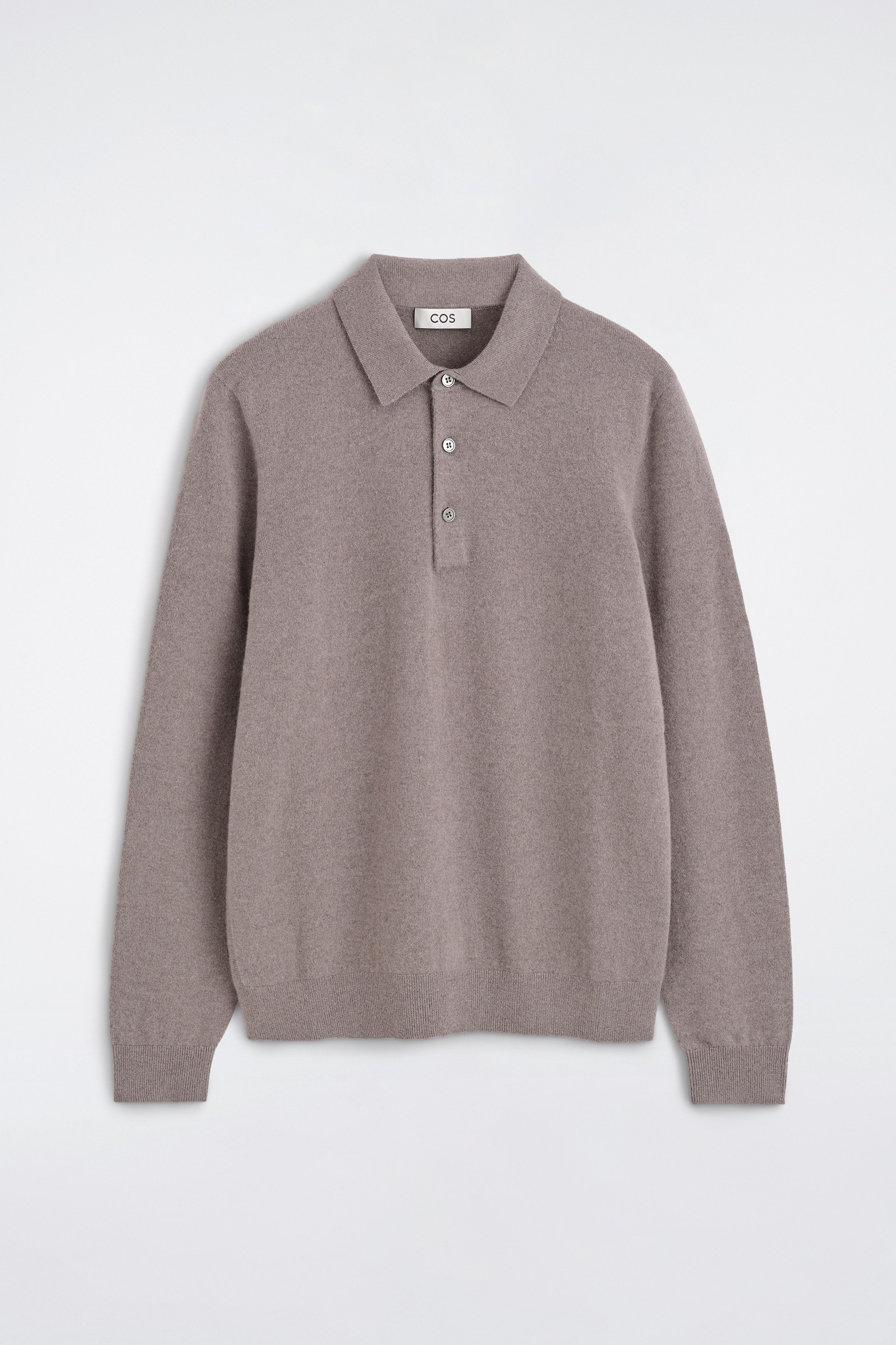 CASHMERE POLO JUMPER - STONE/GREY MÉLANGE