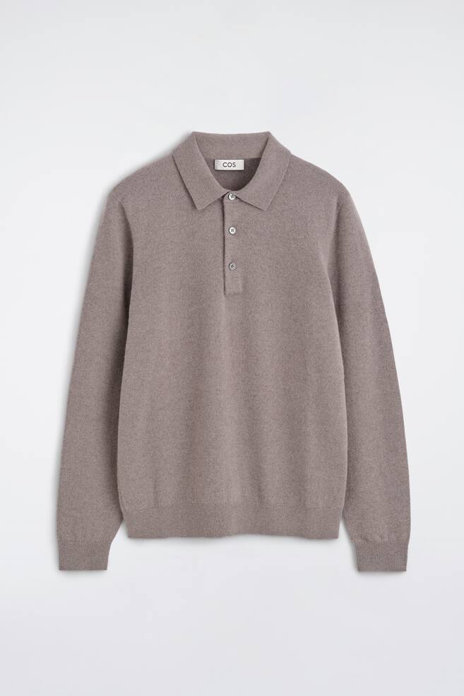 POLOPULLOVER AUS KASCHMIR - VERWASCHEN FLIEDERFARBEN/GRAU MELIERT - 1