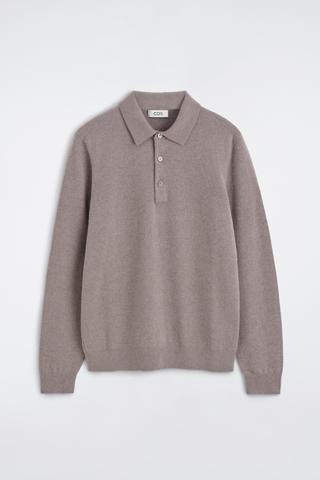 PURE CASHMERE POLO SWEATER — WASHED LILAC