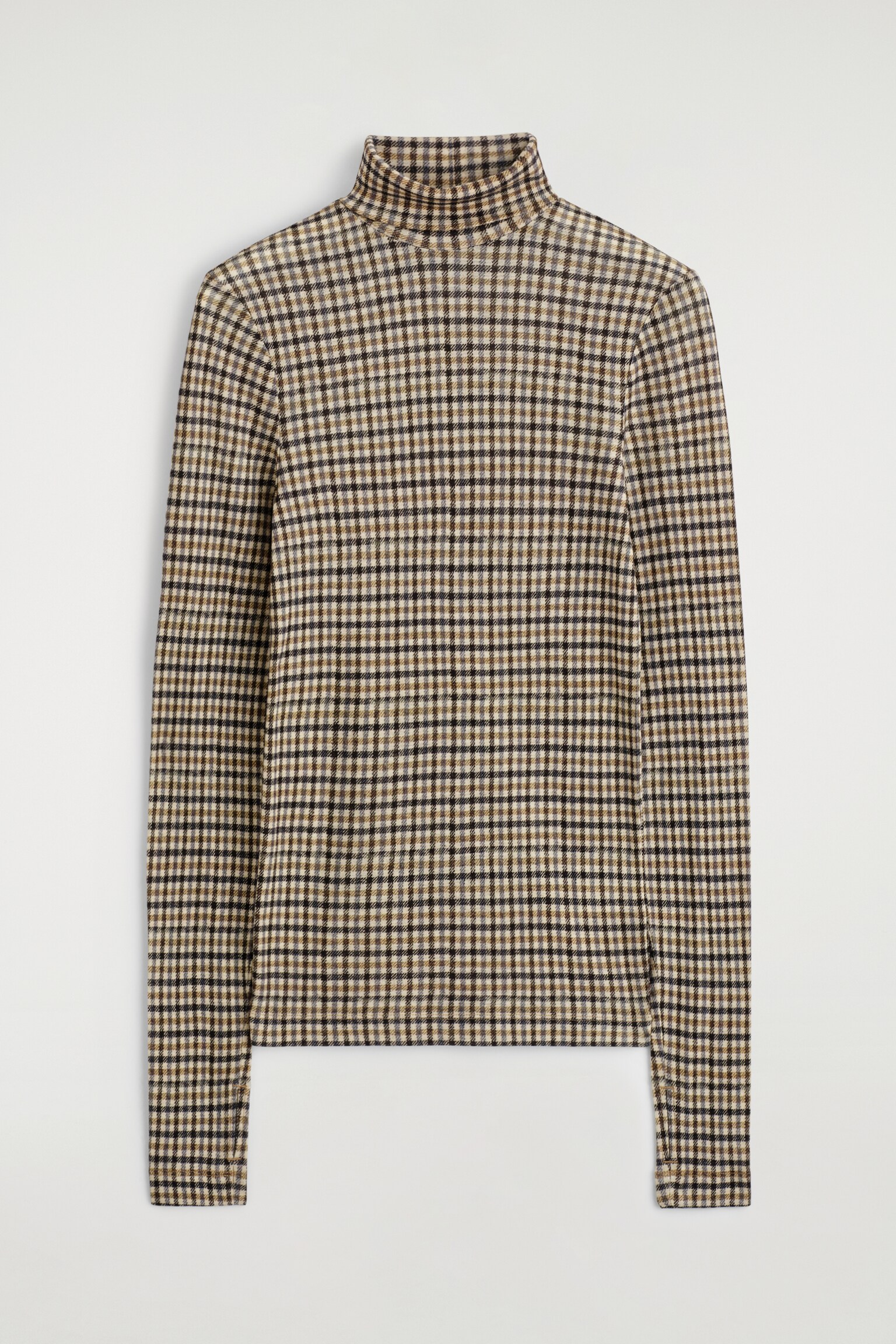 MERINO WOOL HIGH-NECK TOP - BEIGE / CHECKED/BROWN / CHECKED/DARK BROWN/BURGUNDY MÉLANGE/DARK-GREEN MÉLANGE/NAVY/BLUE / CHECKED/LIGHT-BEIGE MÉLANGE/LIGHT BLUE - 2