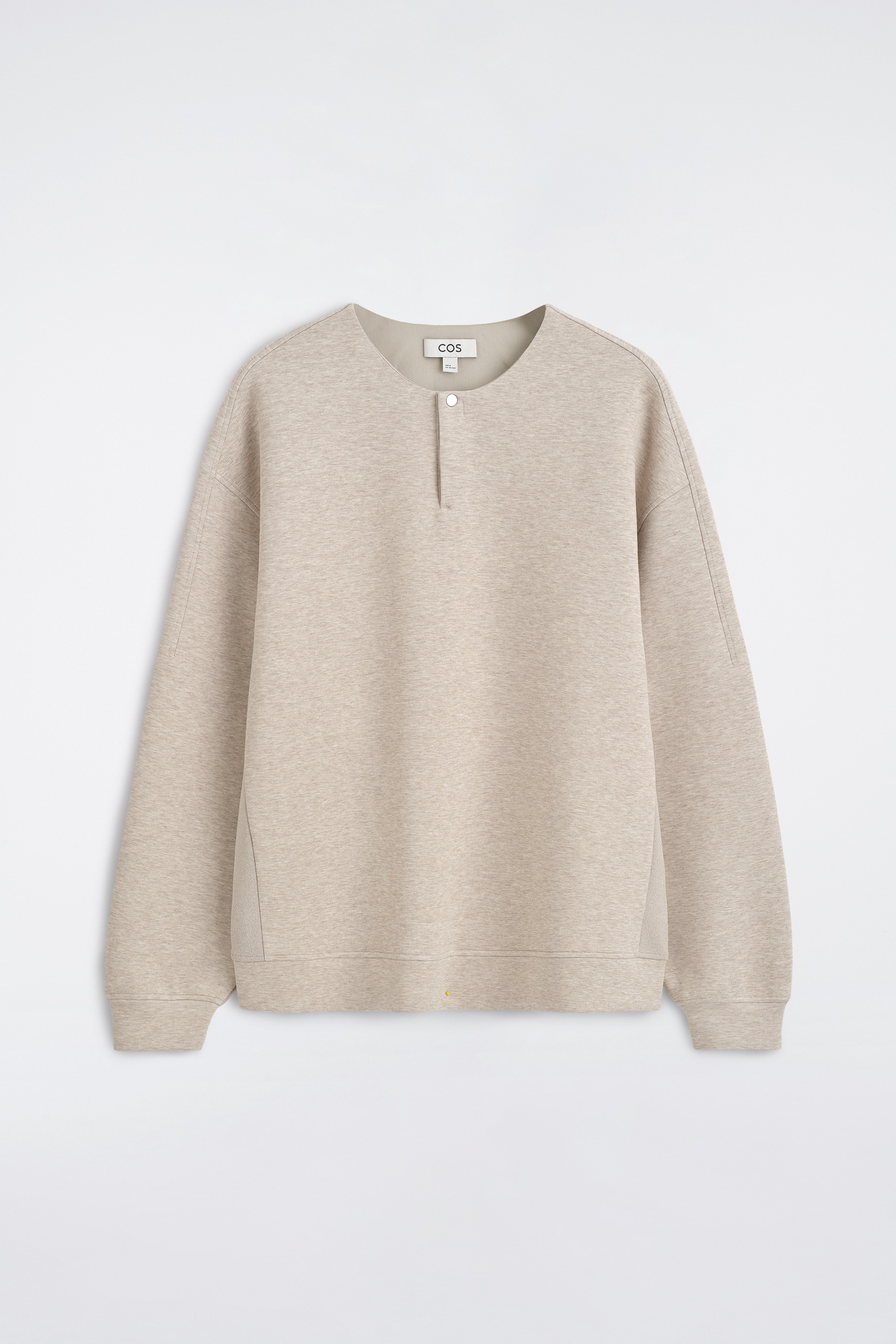 RELAXED SCUBA HENLEY TOP - בז' מעורב