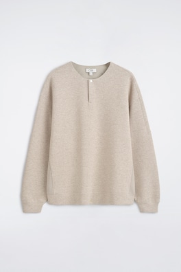 RELAXED SCUBA HENLEY TOP — BEIGE MÉLANGE 8