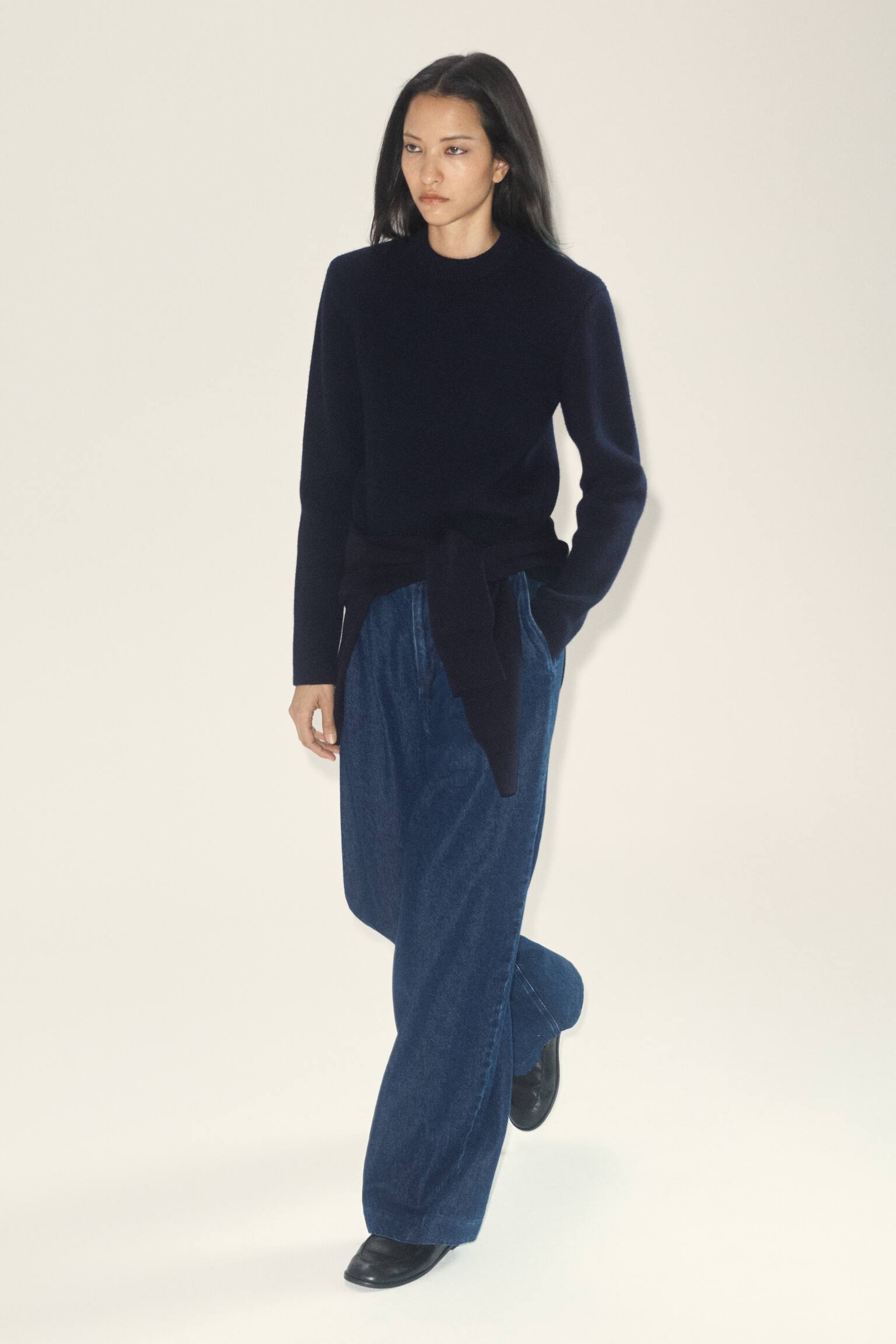 PLEATED WIDE-LEG DENIM TROUSERS - 7