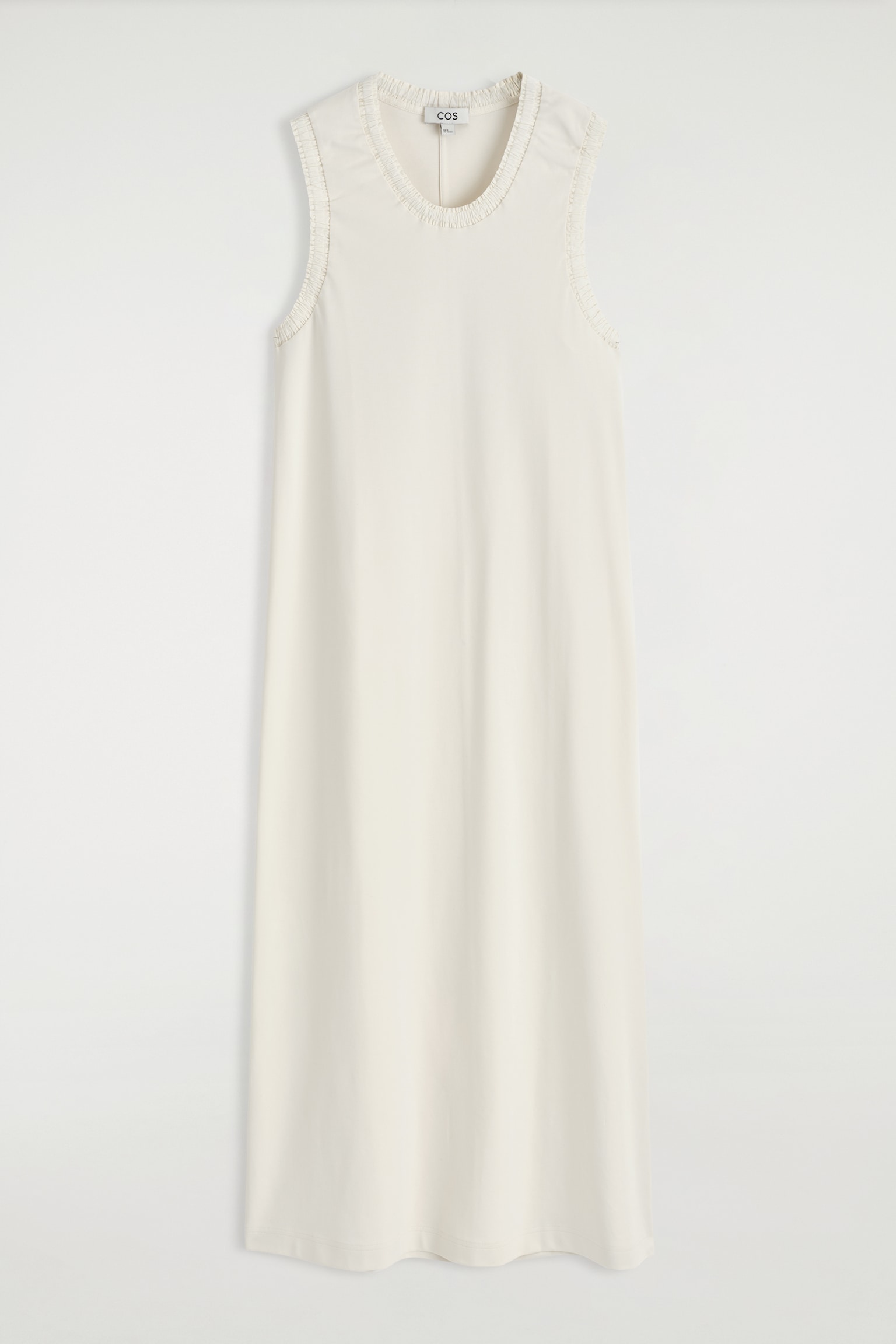 VESTIDO MIDI DE ALGODÓN CON VOLANTES - BLANCO/AZUL MARINO - 2