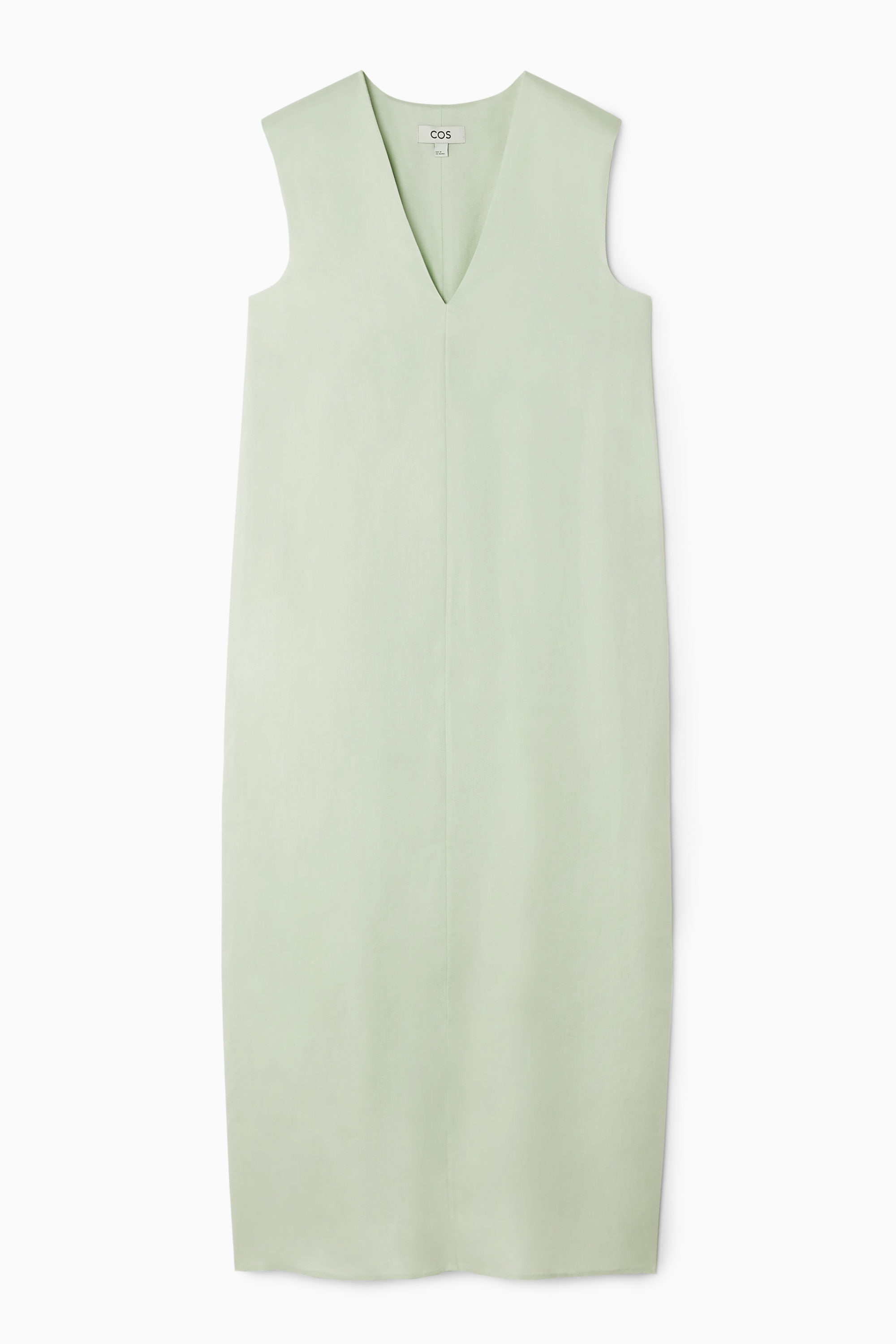 V-NECK LINEN-BLEND DRESS - LIGHT GREEN | COS