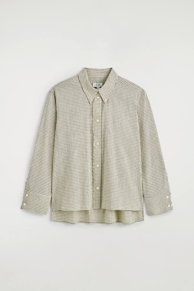 Geruit linnen-katoenen hemd met franjes - Beige / geruit - 1