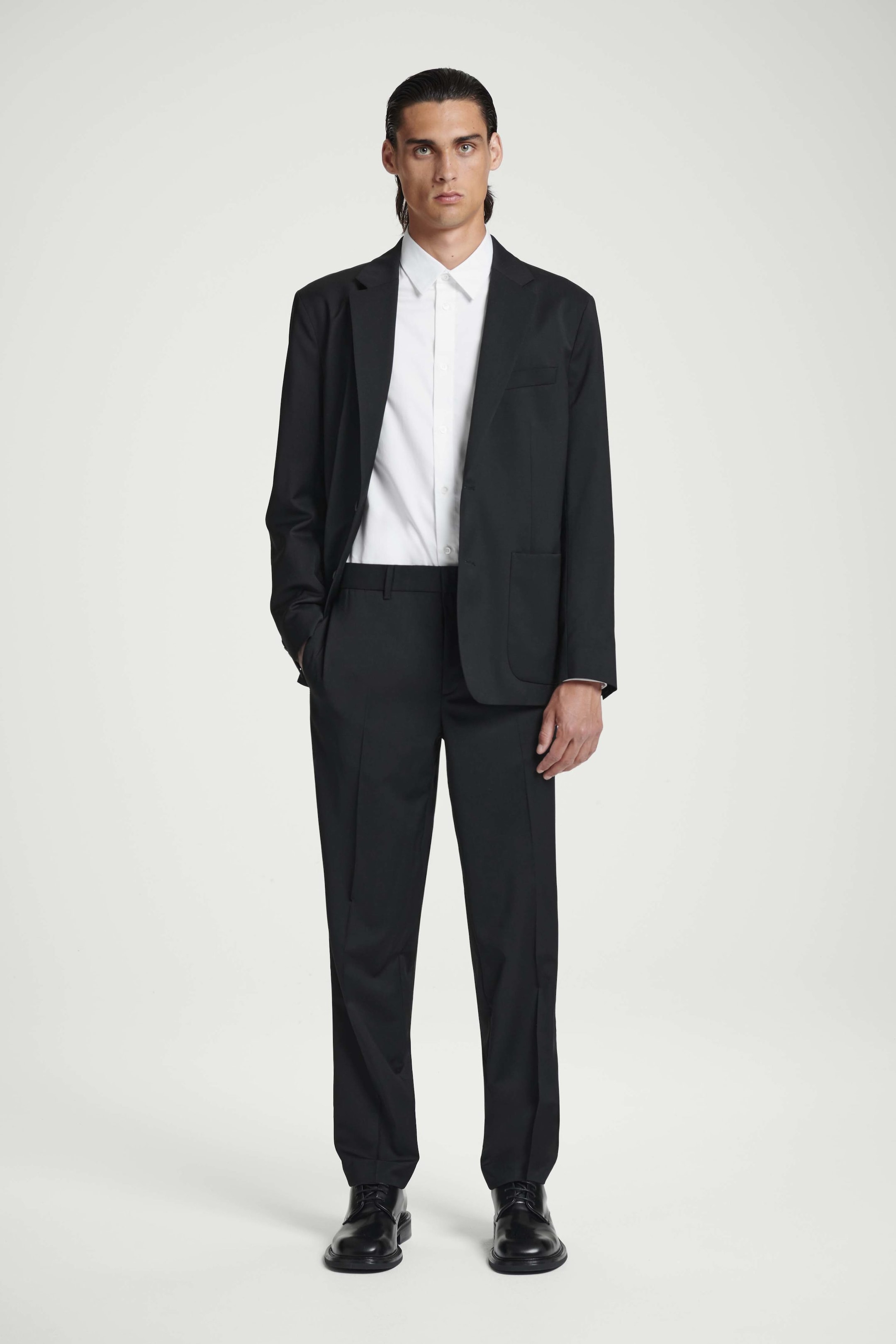 WOOL STRAIGHT-LEG TROUSERS