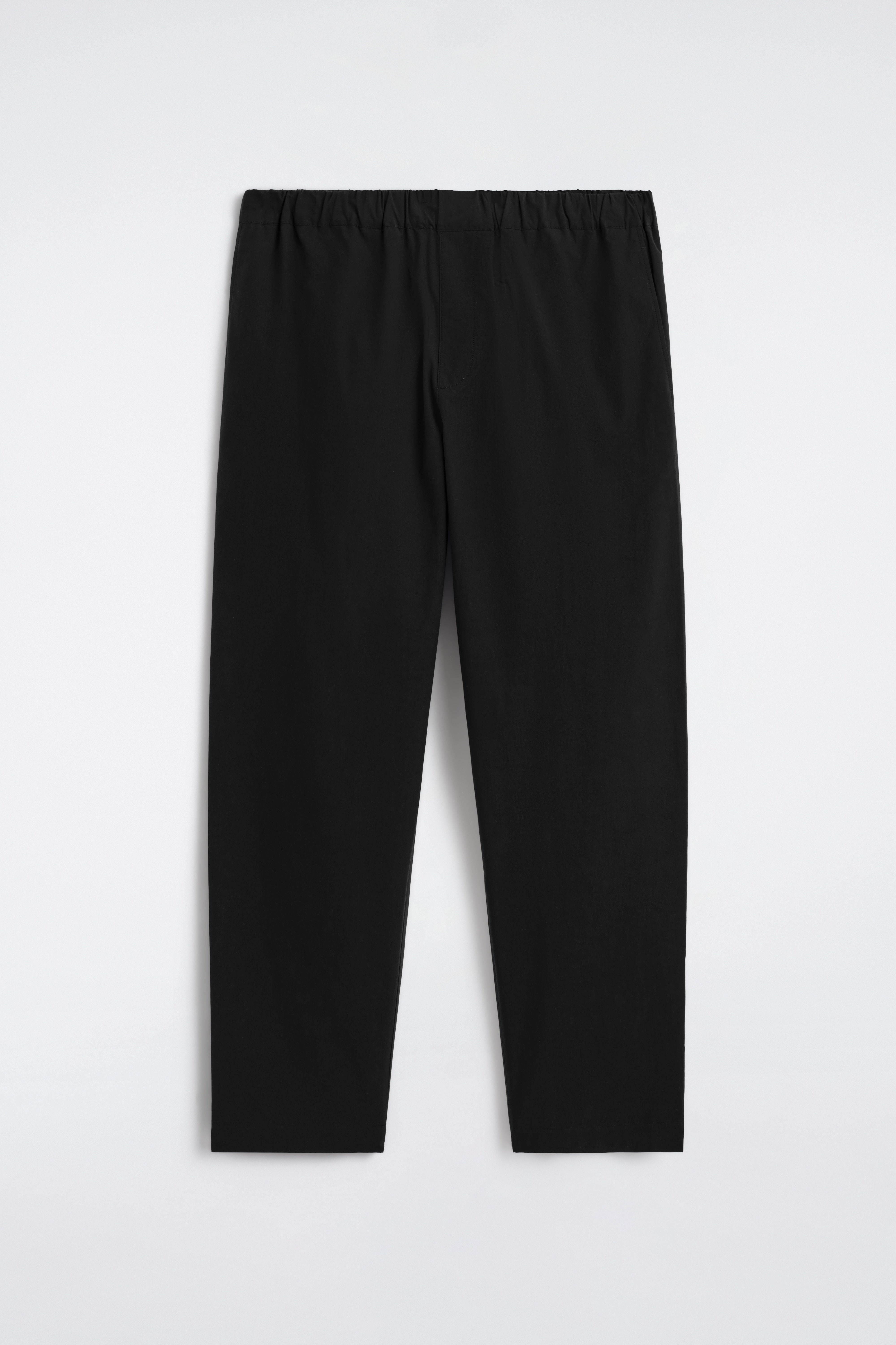 מכנסי כותנה אלסטיים עם גזרה מצומצמת - שחור/בז'