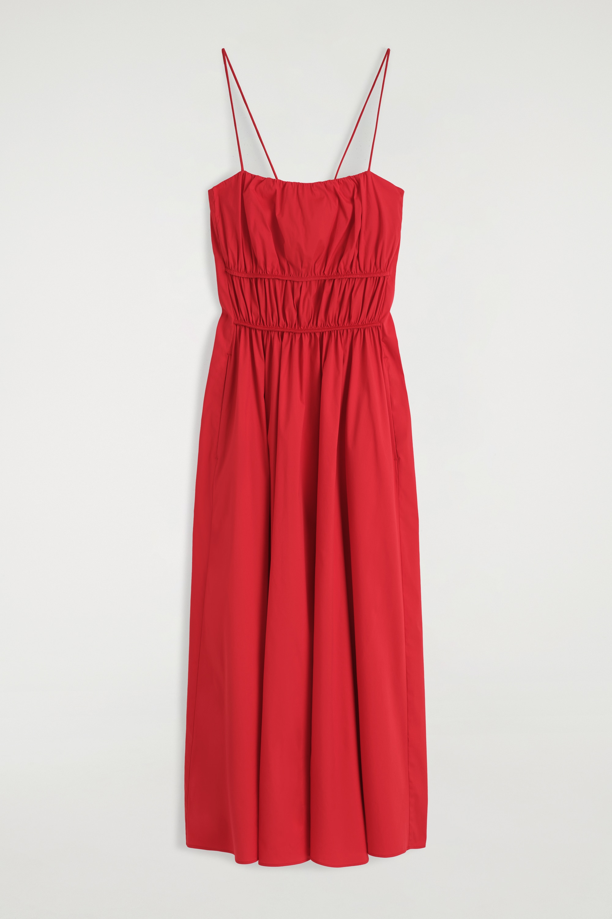 BAVLNĚNÉ MIDI ŠATY S ŘASENÍM - ČERVENÁ/PINK/BLACK