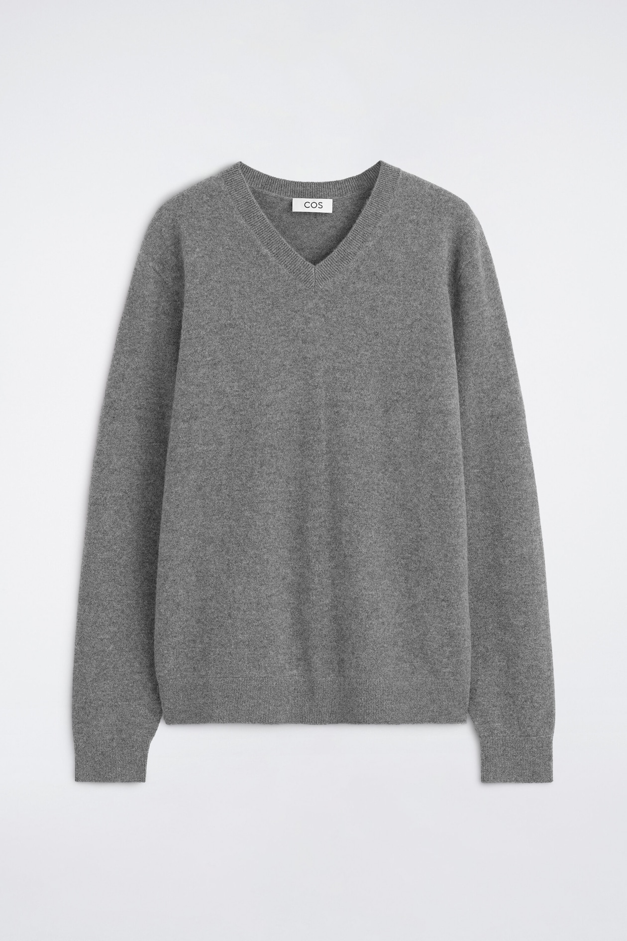 PURE CASHMERE V-NECK SWEATER — GRAY MÉLANGE