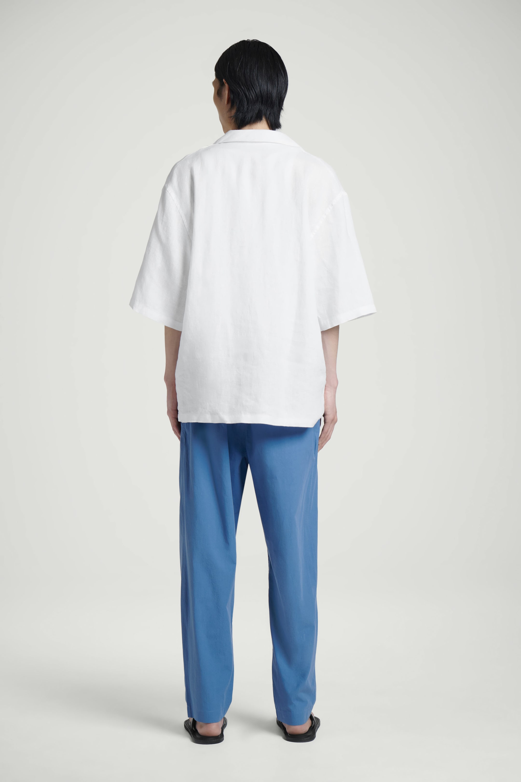 ELASTICATED COTTON TAPERED PANTS
